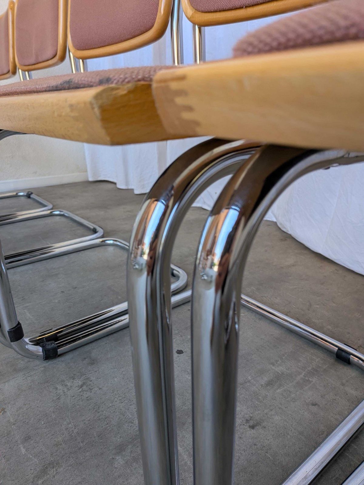 photo for sale Set Of 8 Vintage Cesca Chairs By Bene Austria, Mid Century Chrome Dining Chairs