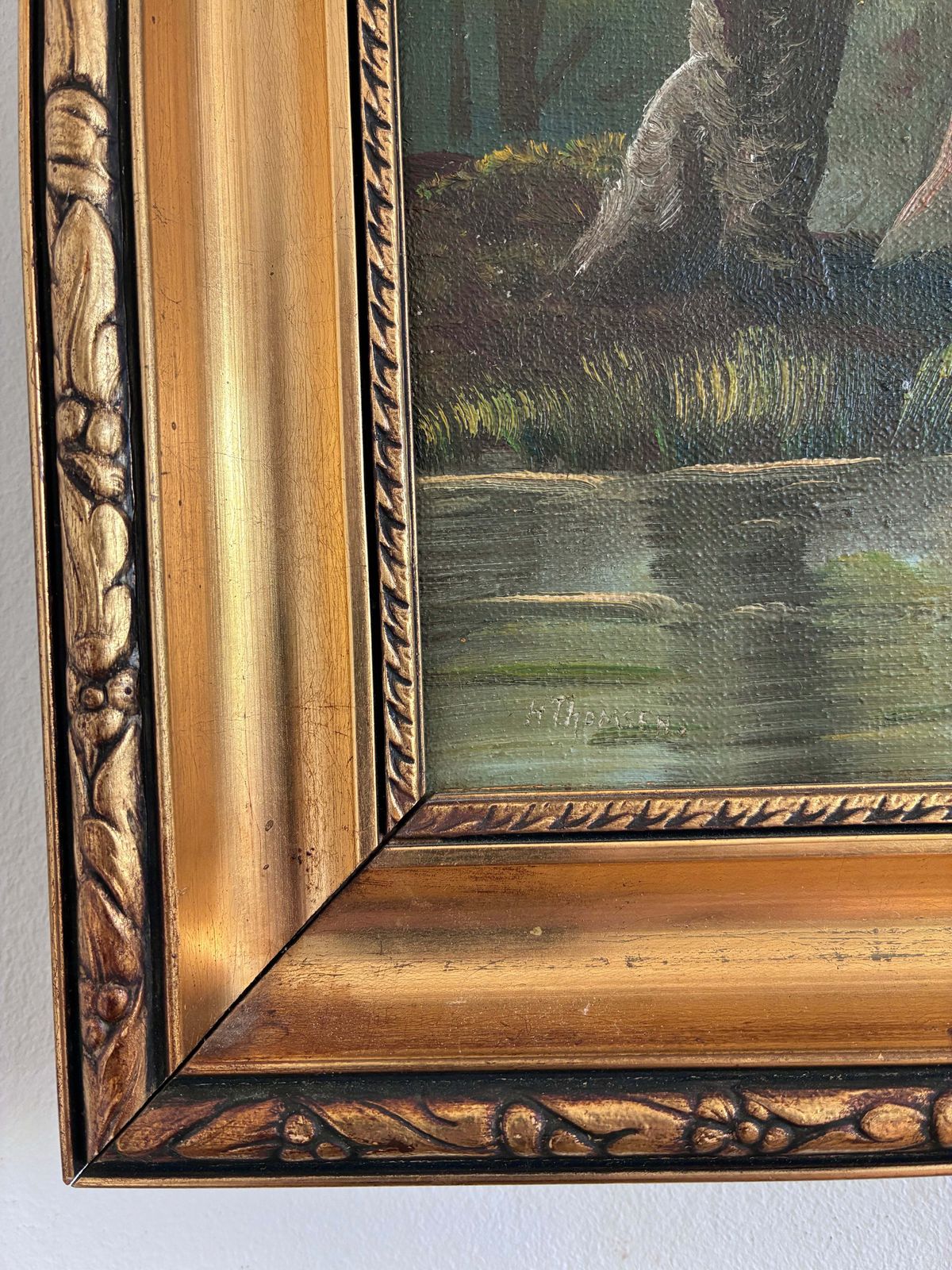 Vintage landschap – olieverfschilderij op doek, gesigneerd photo furniture