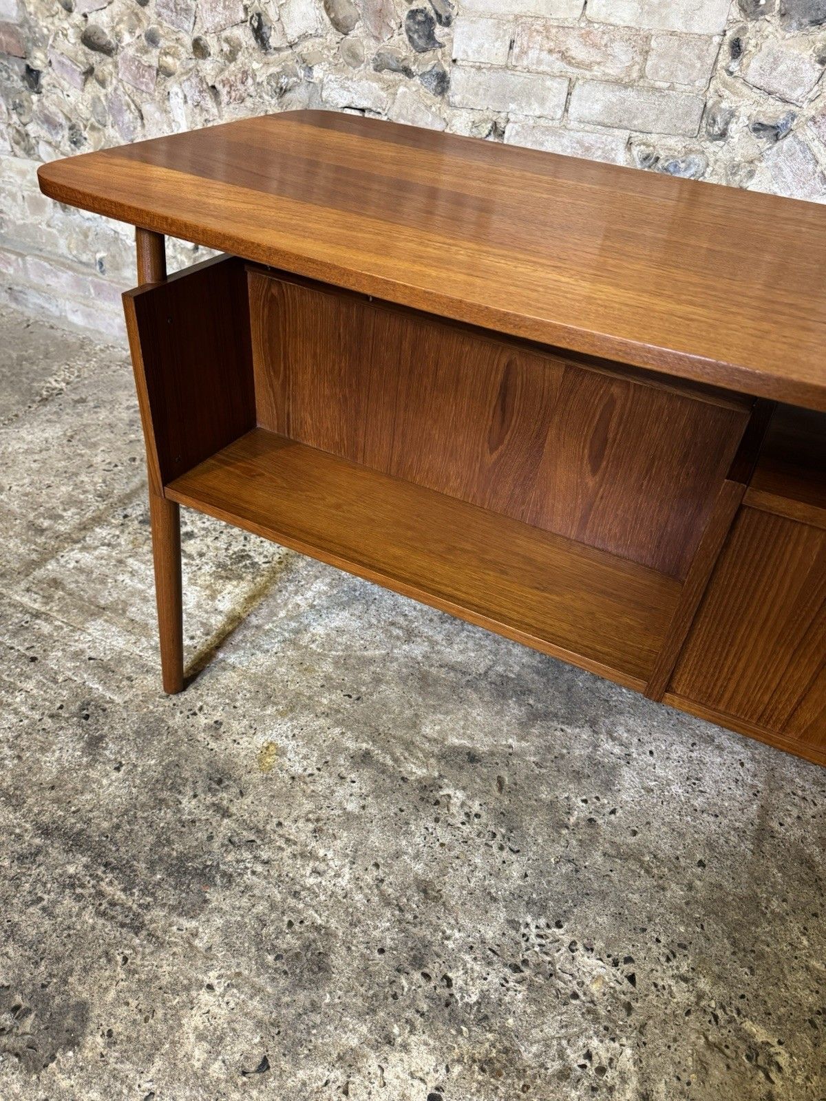 1450.0 🚛 Vintage Mid Century Small Danish Teak Desk By Gunnar Nielsen For Tibergaard photo