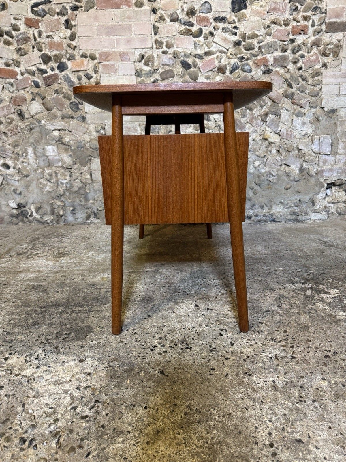 photo buy 🚛 Vintage Mid Century Small Danish Teak Desk By Gunnar Nielsen For Tibergaard