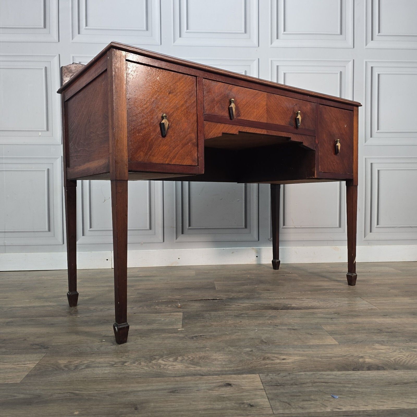 Antique Writing Desk Wooden Mahogany Veneer Console Dressing Table  Sideboard. photo furniture