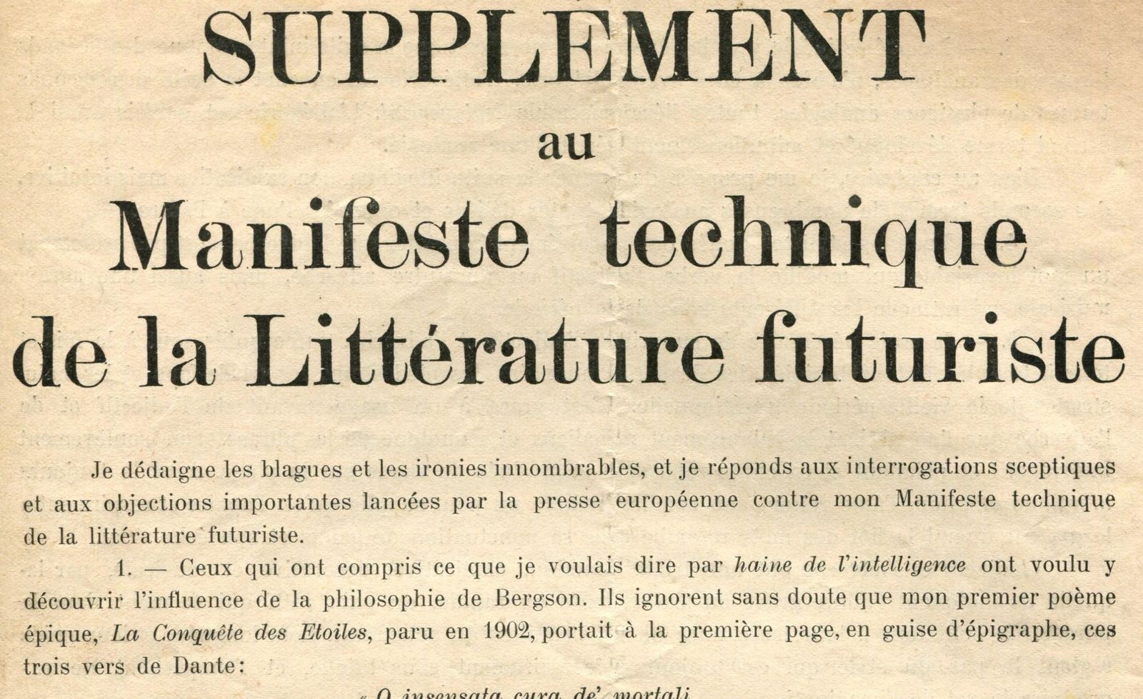 Supplément Au Manifeste Technique De La Littérature Futuriste Italy 1914 photo furniture