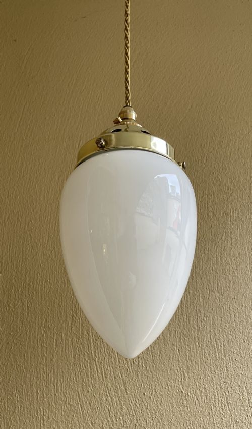 Twentieth Century Art Deco Period Pear Shaped Opaline Ceiling Pendant photo furniture