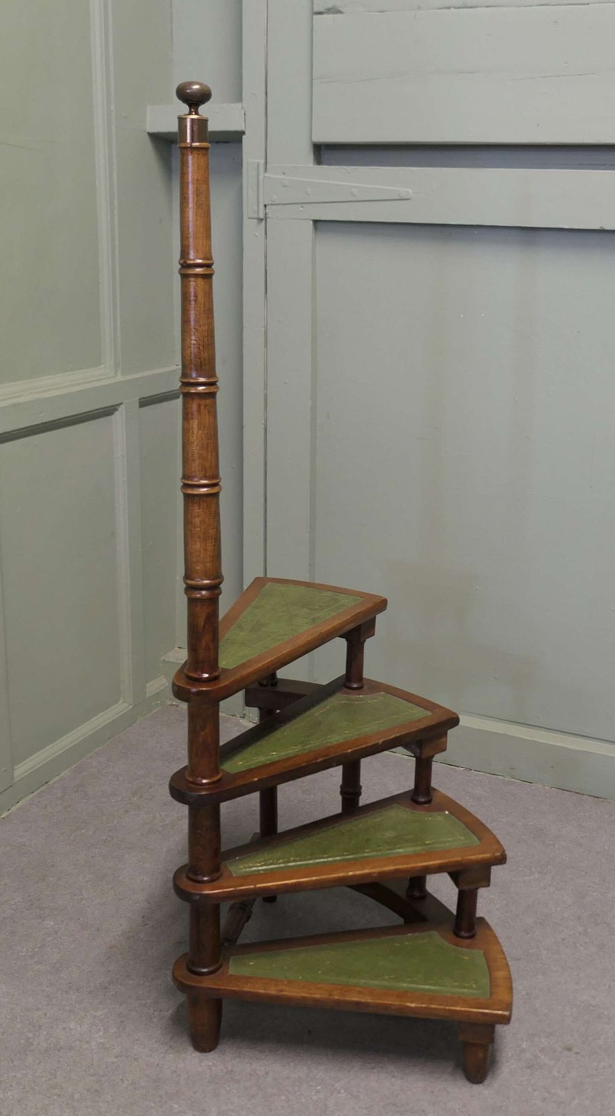 Spiral Library Steps With Tooled Green Leather Treads A Good Set Of French Library Steps, photo furniture