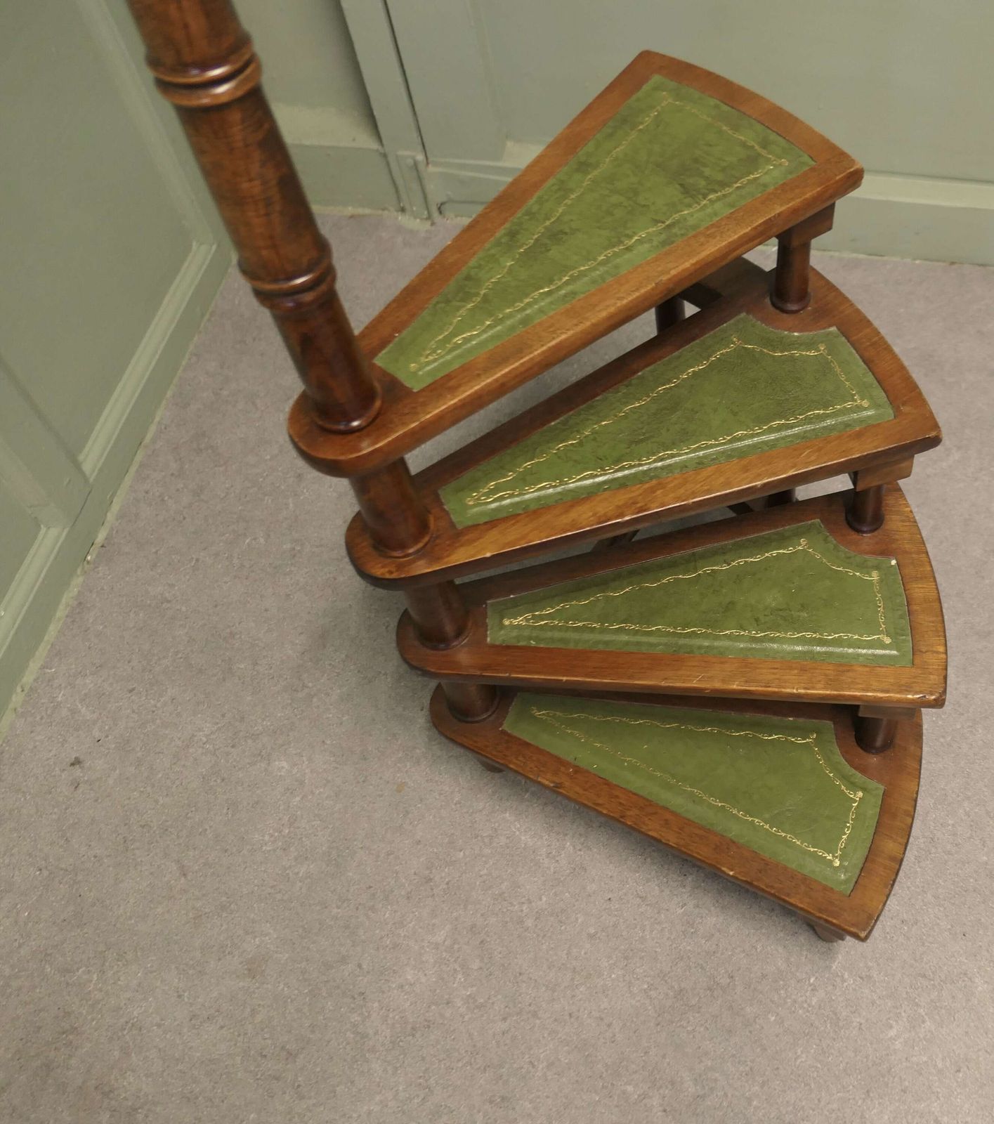 Spiral Library Steps With Tooled Green Leather Treads A Good Set Of French Library Steps, photo Home Decor