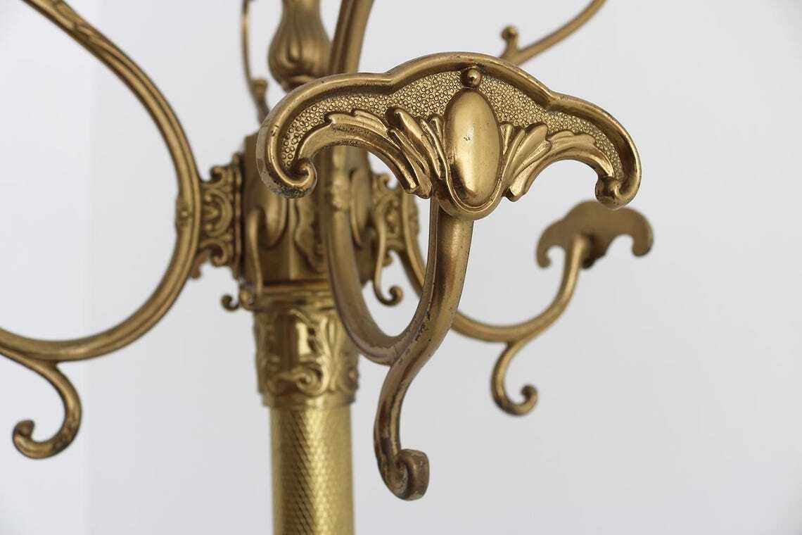 Ornate Italian Brass Coat Rack With Rotating Crown Hollywood Regency photo 1440.0