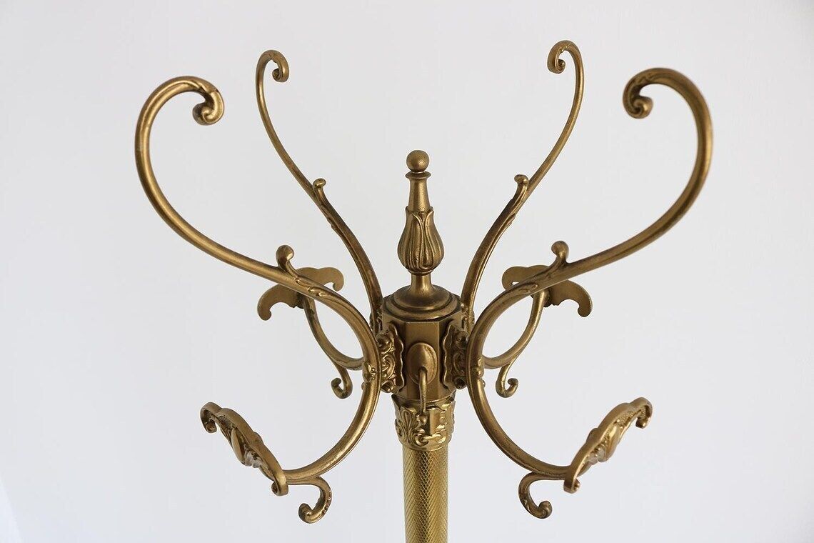 Sierlijke Italiaanse messing kapstok met draaibare kroon – Hollywood Regency photo vinterior