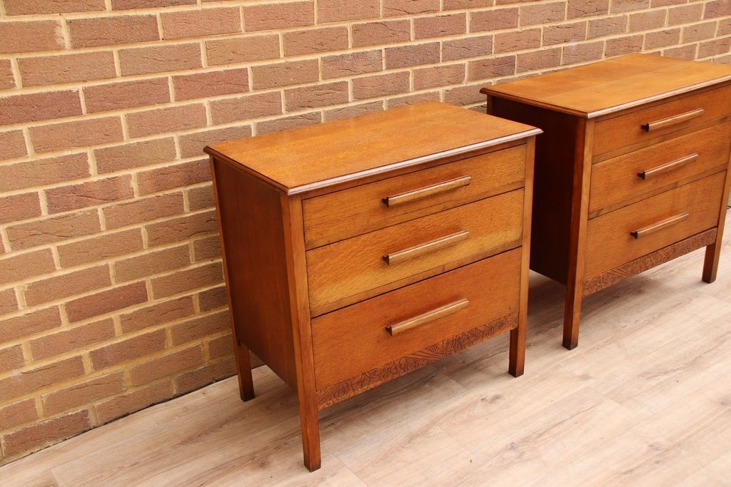 Pair Of Vintage Oak Bedside Chests photo for sale