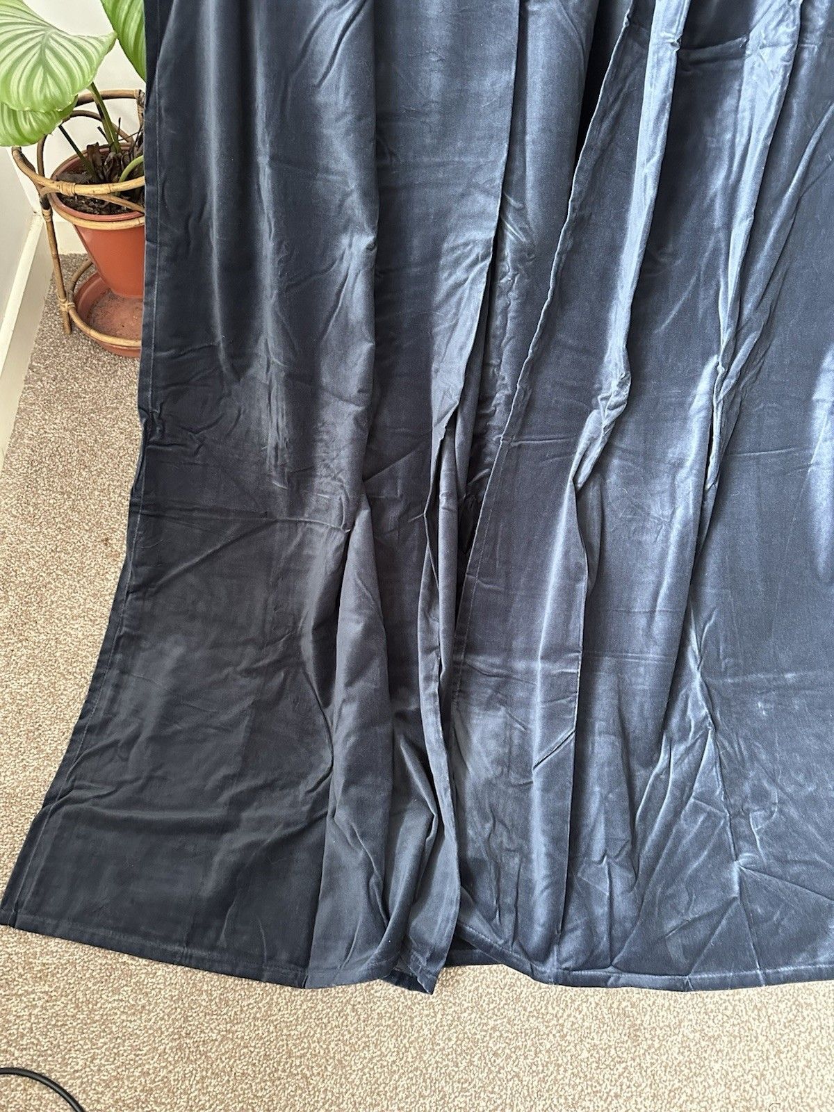 Classic Ikea Navy Midnight Blue Sanela Cotton Velvet Long Curtains 140 X 250cm photo buy
