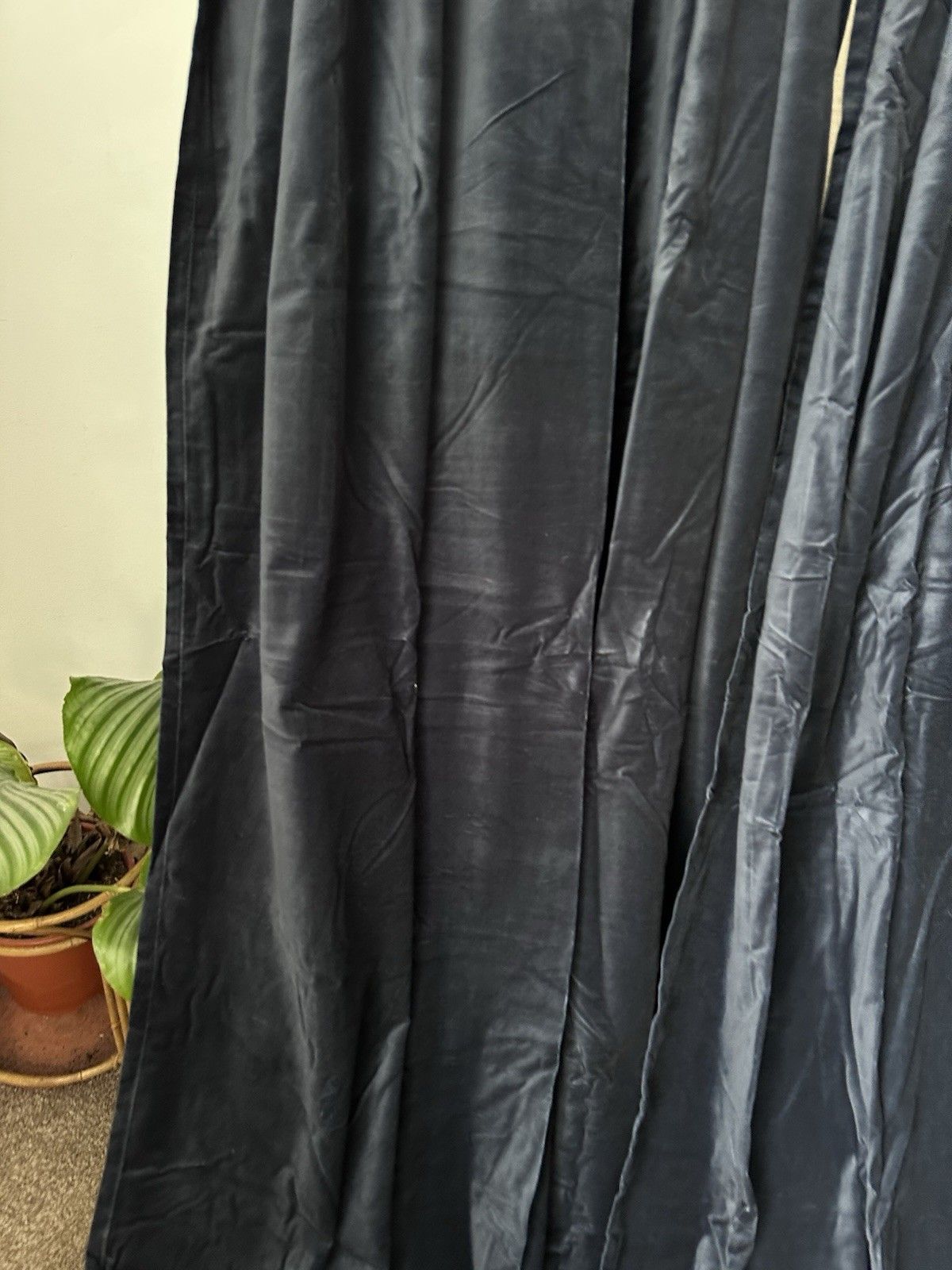 photo for sale Classic Ikea Navy Midnight Blue Sanela Cotton Velvet Long Curtains 140 X 250cm