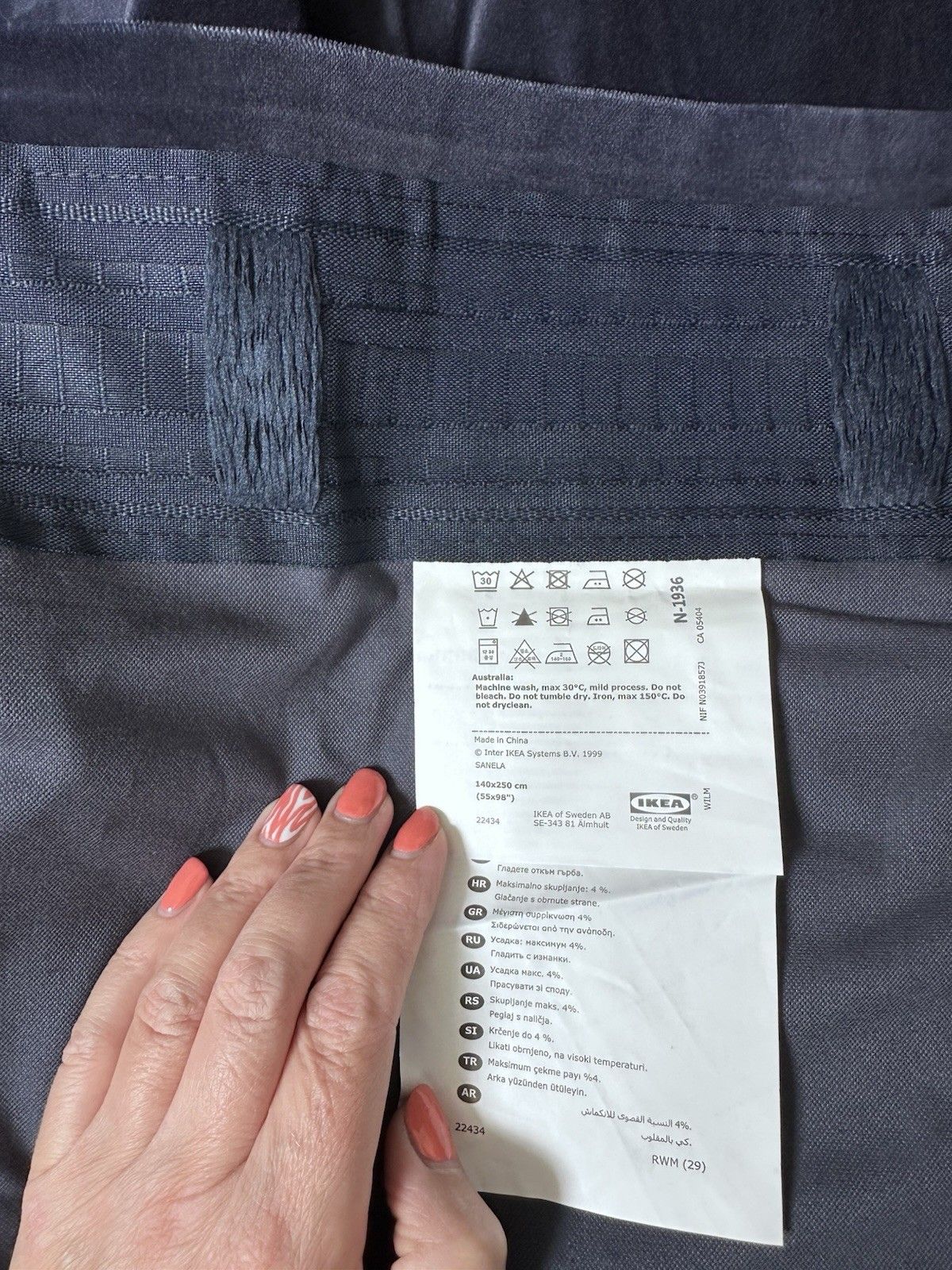 photo vintage Classic Ikea Navy Midnight Blue Sanela Cotton Velvet Long Curtains 140 X 250cm