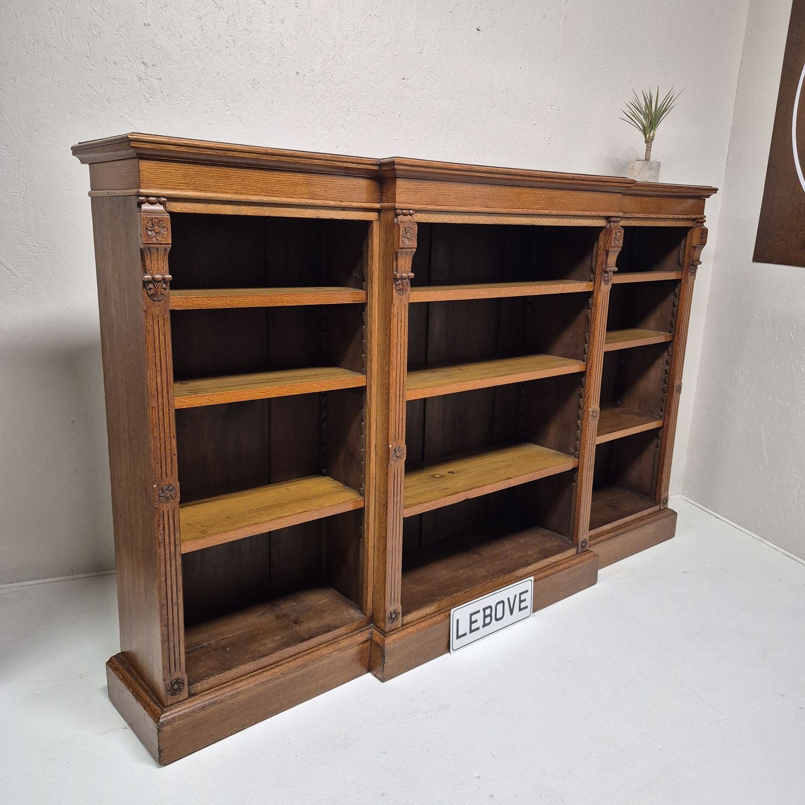 Large Antique Victorian Oak Library Breakfront Barristers Display Bookcase photo furniture