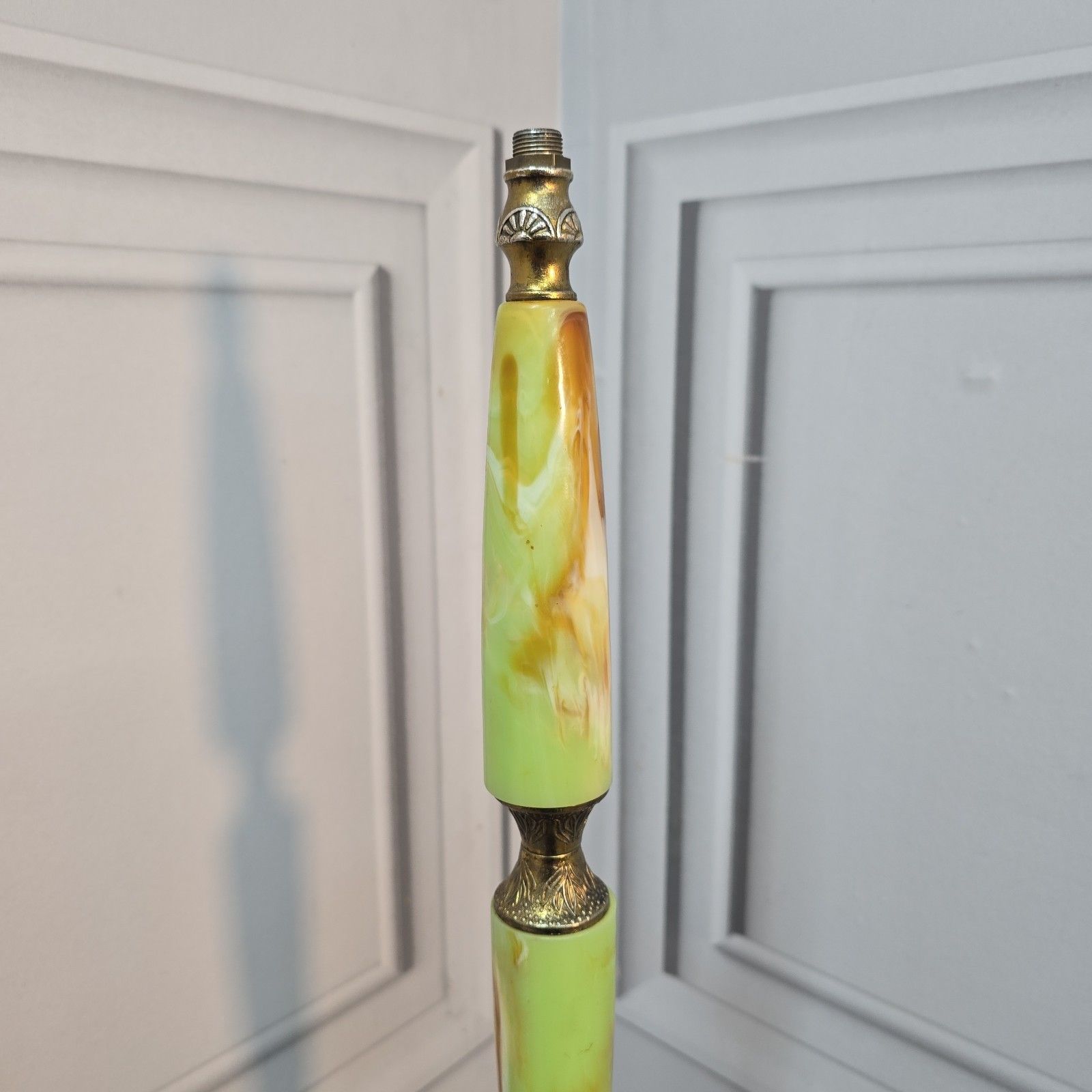 Vintage Standard Lamp Onyx Effect Resin Green Marble Effect Floor Light Rewire photo Lighting