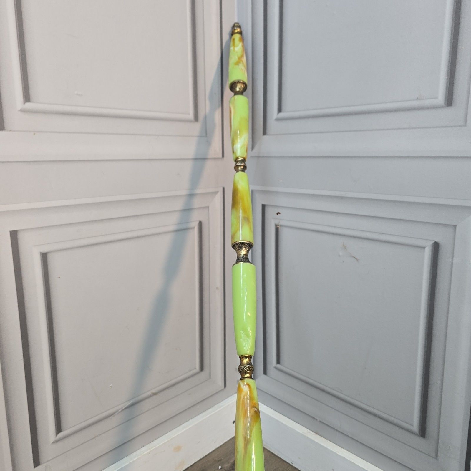70.0 Vintage Standard Lamp Onyx Effect Resin Green Marble Effect Floor Light Rewire photo