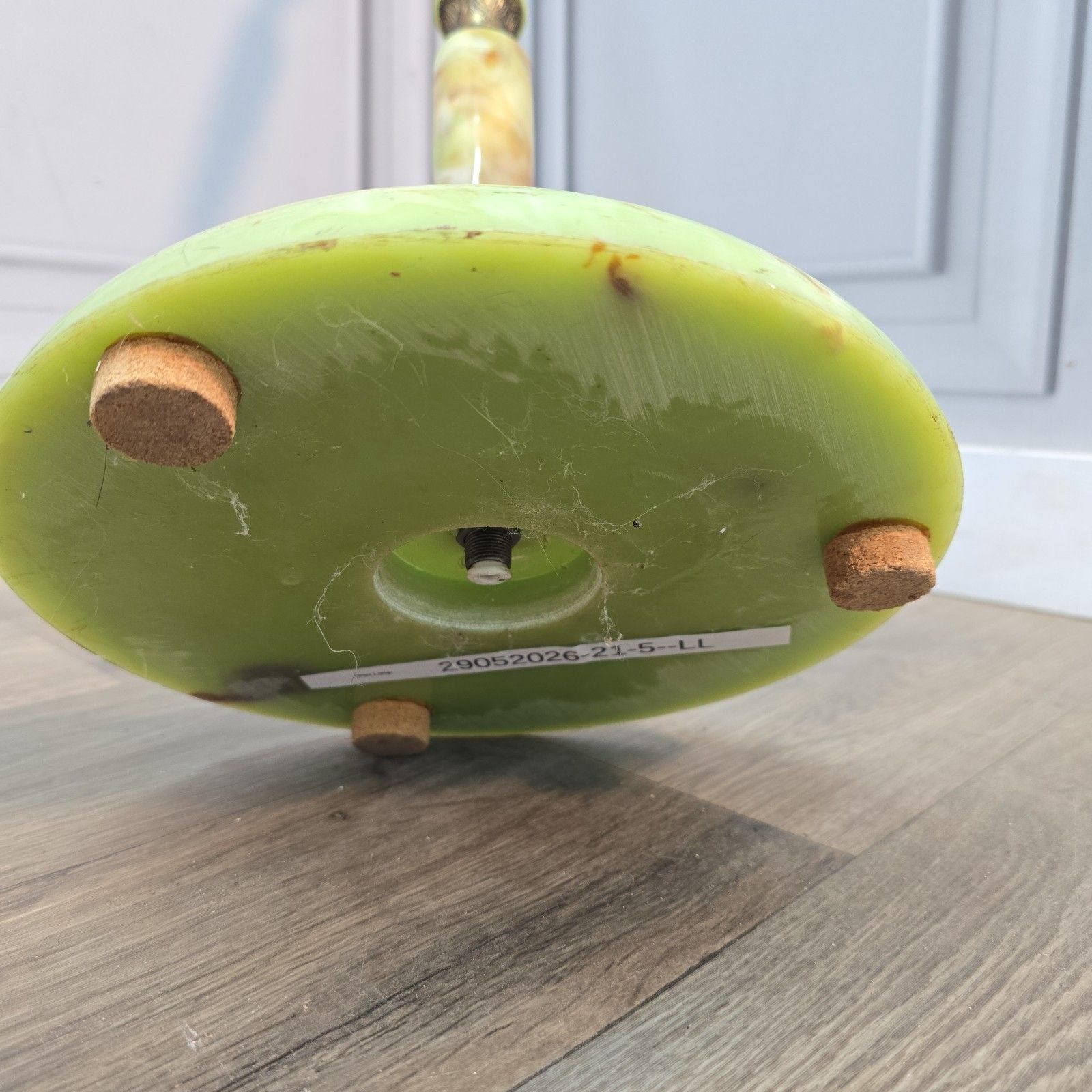 photo vintage Vintage Standard Lamp Onyx Effect Resin Green Marble Effect Floor Light Rewire