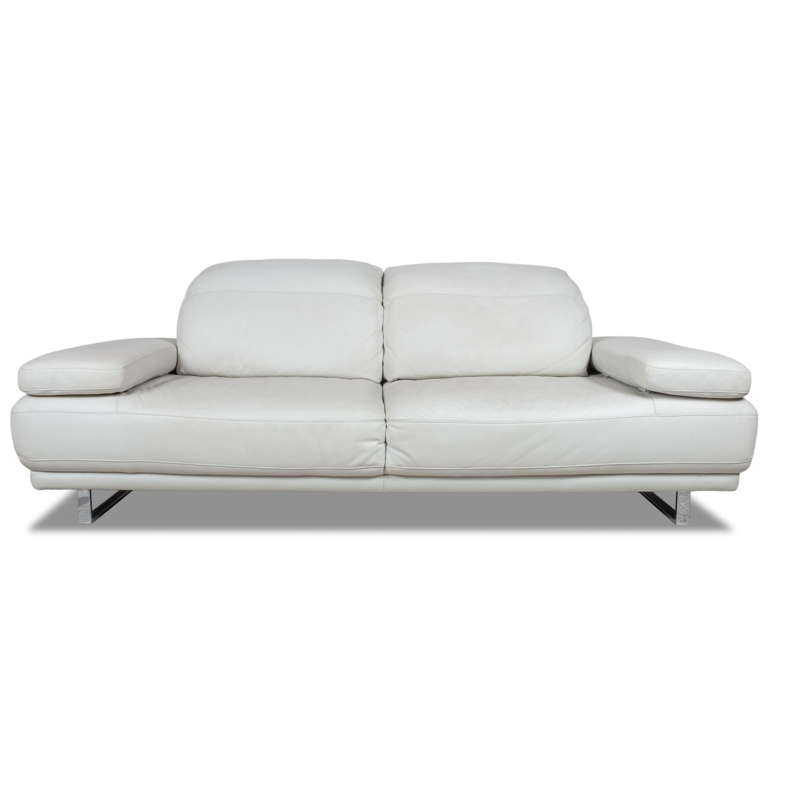 Willi Schillig Magnolia Leather Two Seater Light Grey Bone Manual Function Sofa