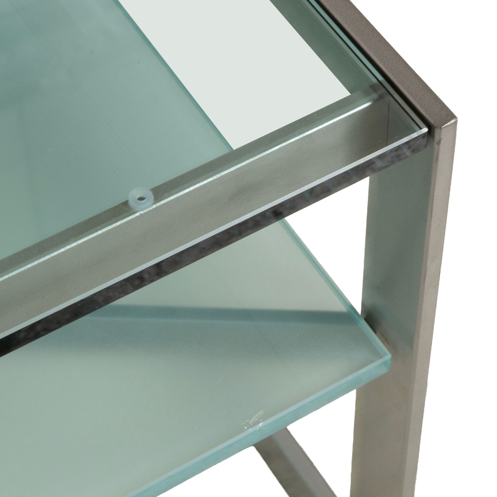 Table basse Christine Kröncke Carax en verre, gris argenté et bleu photo for sale