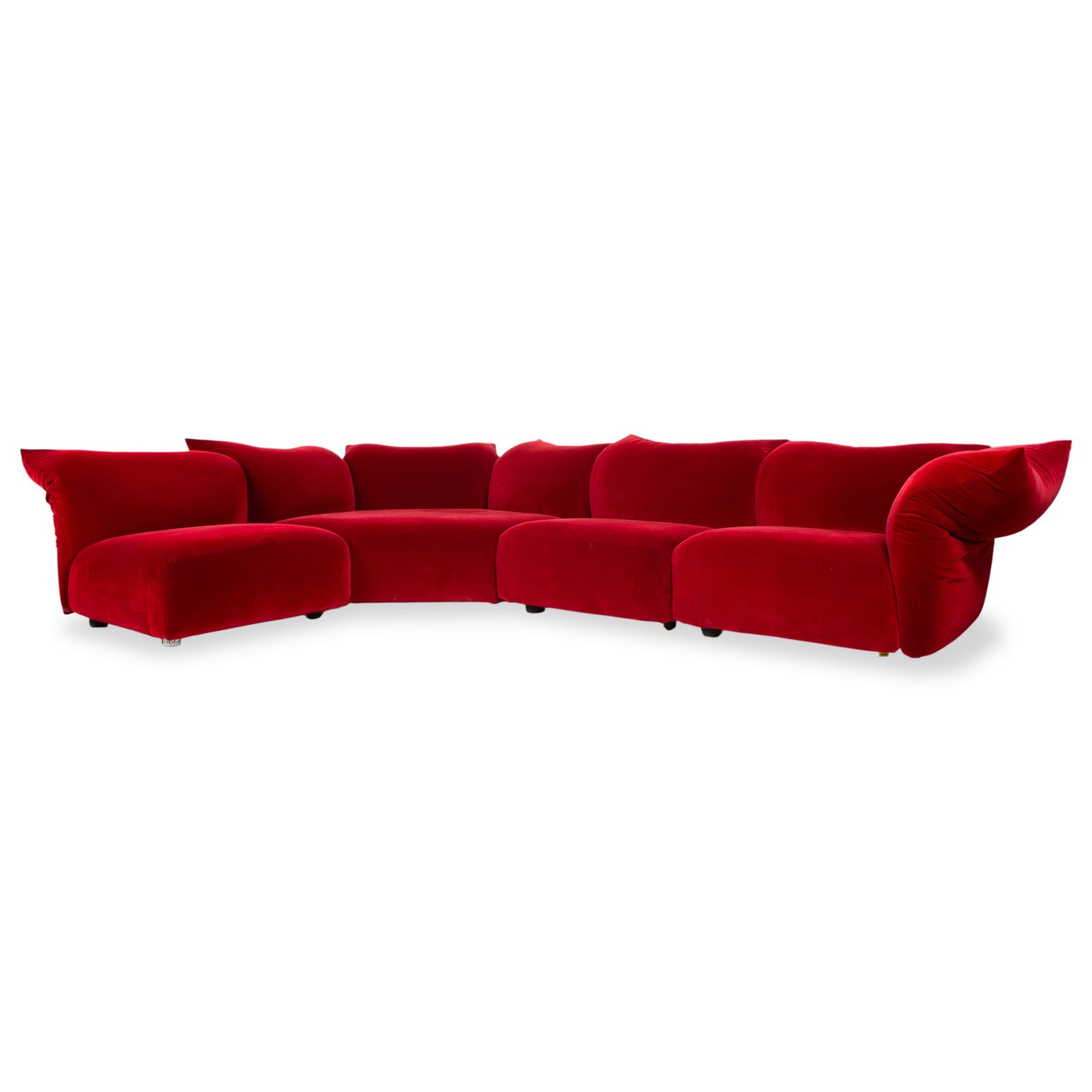 Edra Standard Fabric Corner Sofa Bordeaux Red Velour Chaise Left Manual Function