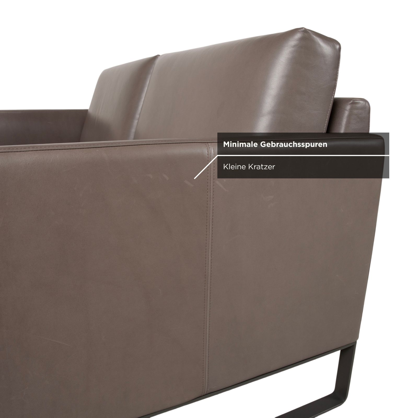 Canapé 2 places Rolf Benz Cara en cuir gris brun taupe photo buy