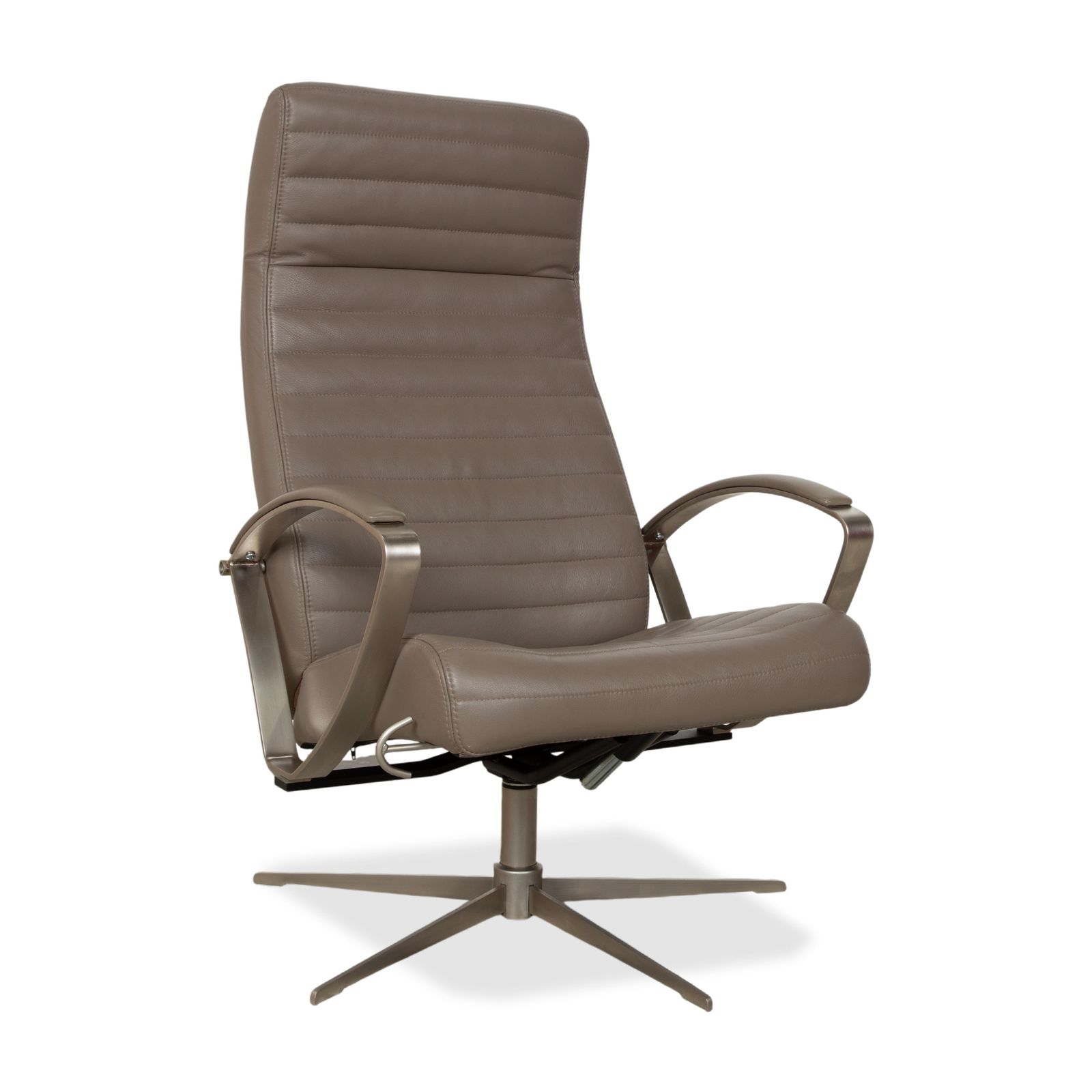 Fauteuil BoConcept Wing en cuir, vert olive, beige, gris, taupe, fonction manuelle