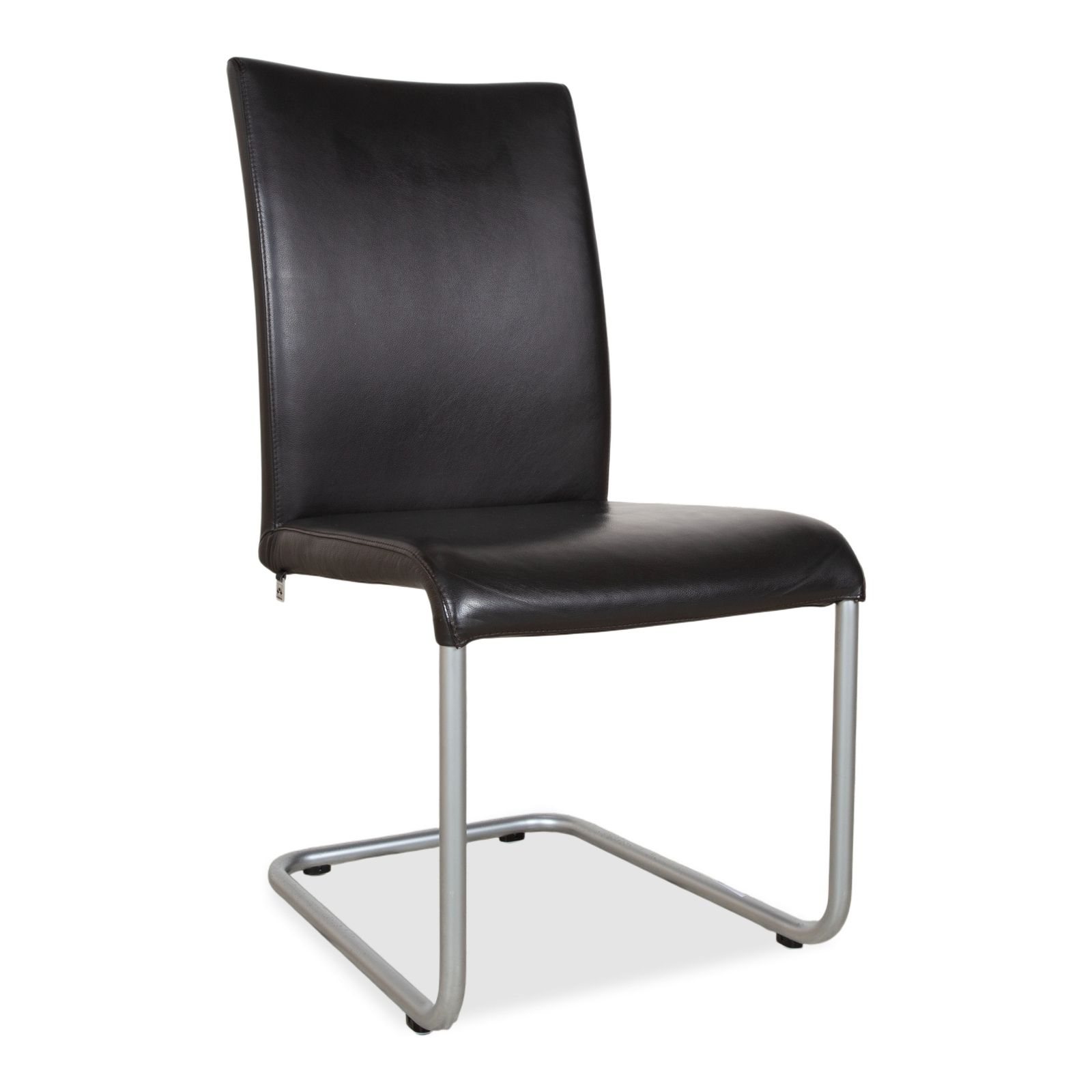 Hülsta D2 8 Piece Set Of Leather Cantilever Chairs In Black photo for sale