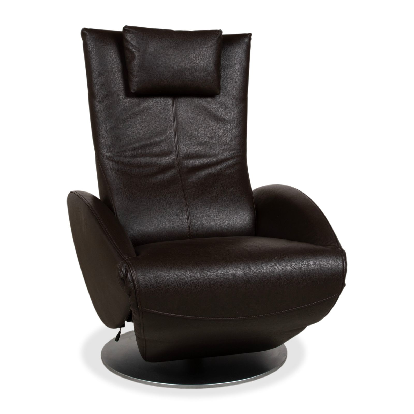 Fauteuil FSM Mate en cuir brun, brun foncé, moka, fonction électrique, batterie, fonction relax