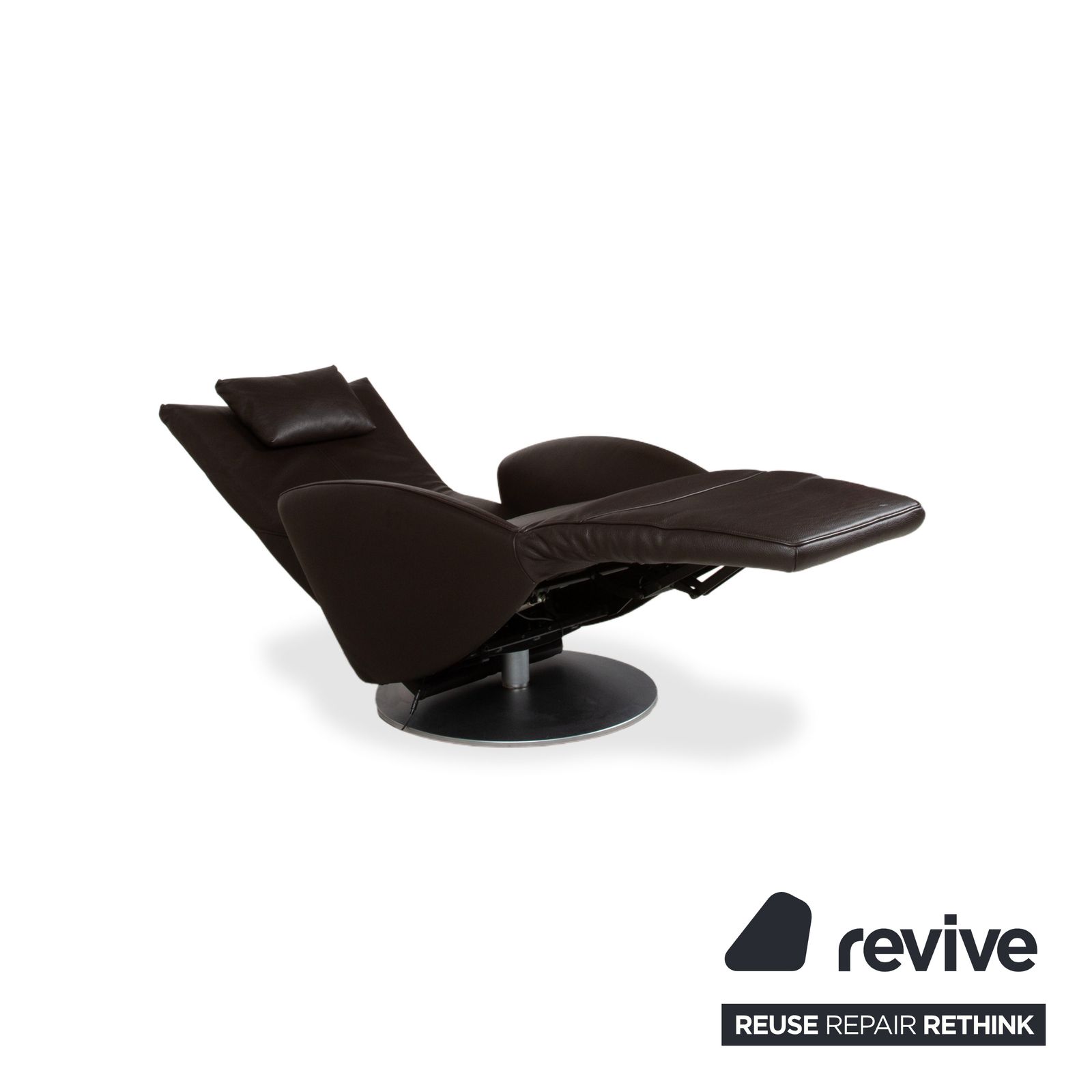 Fauteuil FSM Mate en cuir brun, brun foncé, moka, fonction électrique, batterie, fonction relax photo 3688.0