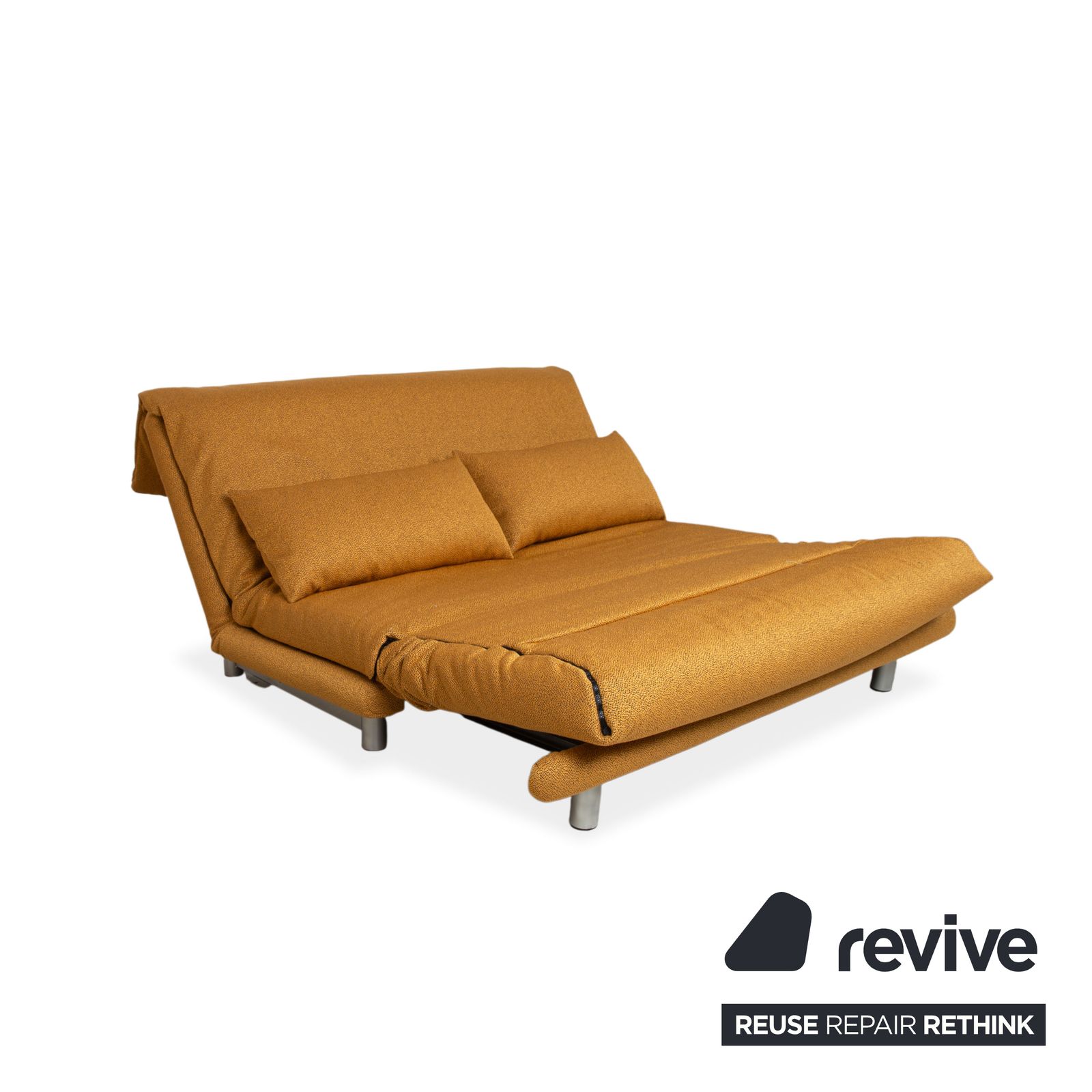 Canapé Ligne Roset Multy en tissu trois places, doré, fonction lit manuelle, cadre argenté, retapissé photo 2235.0