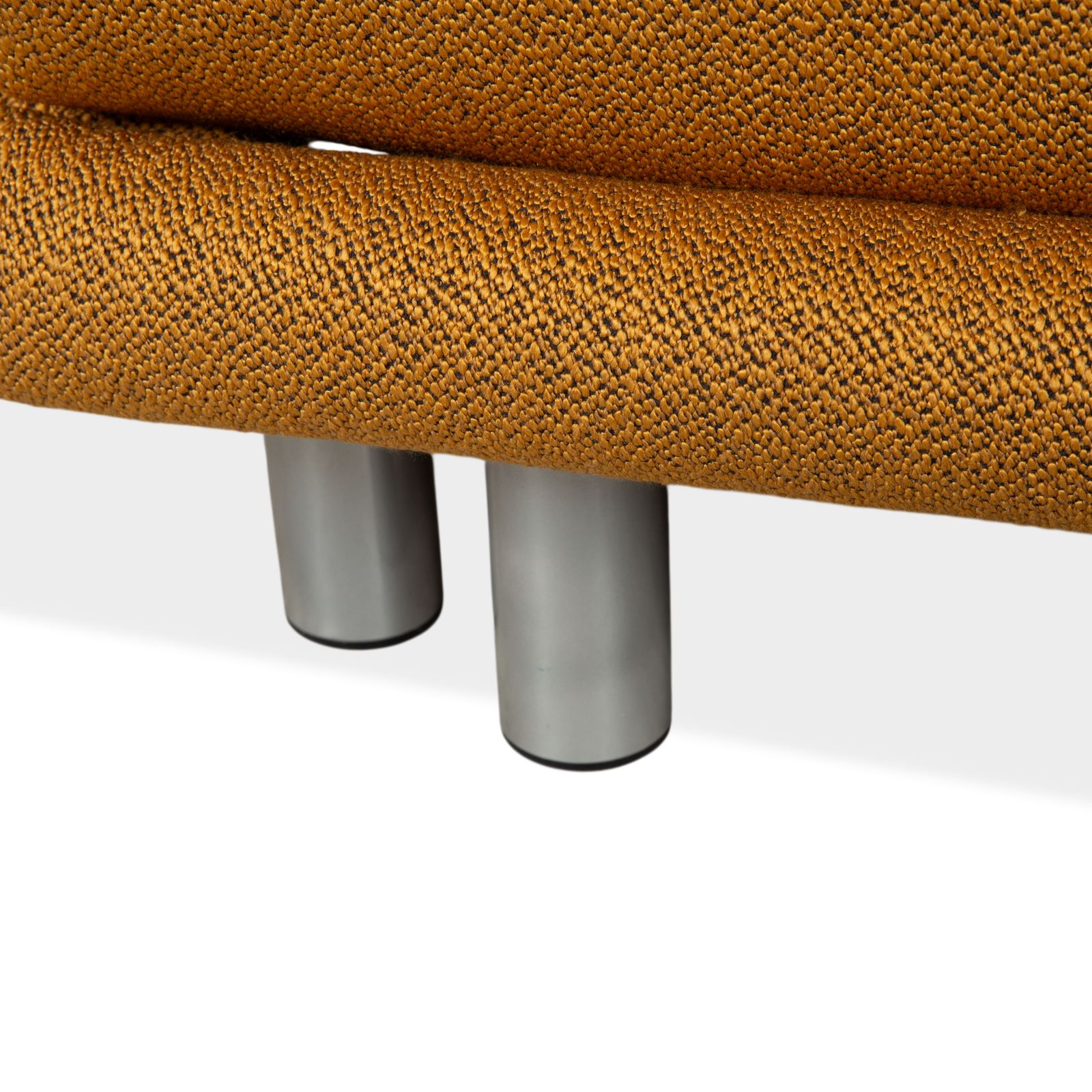 Canapé Ligne Roset Multy en tissu trois places, doré, fonction lit manuelle, cadre argenté, retapissé photo vintage