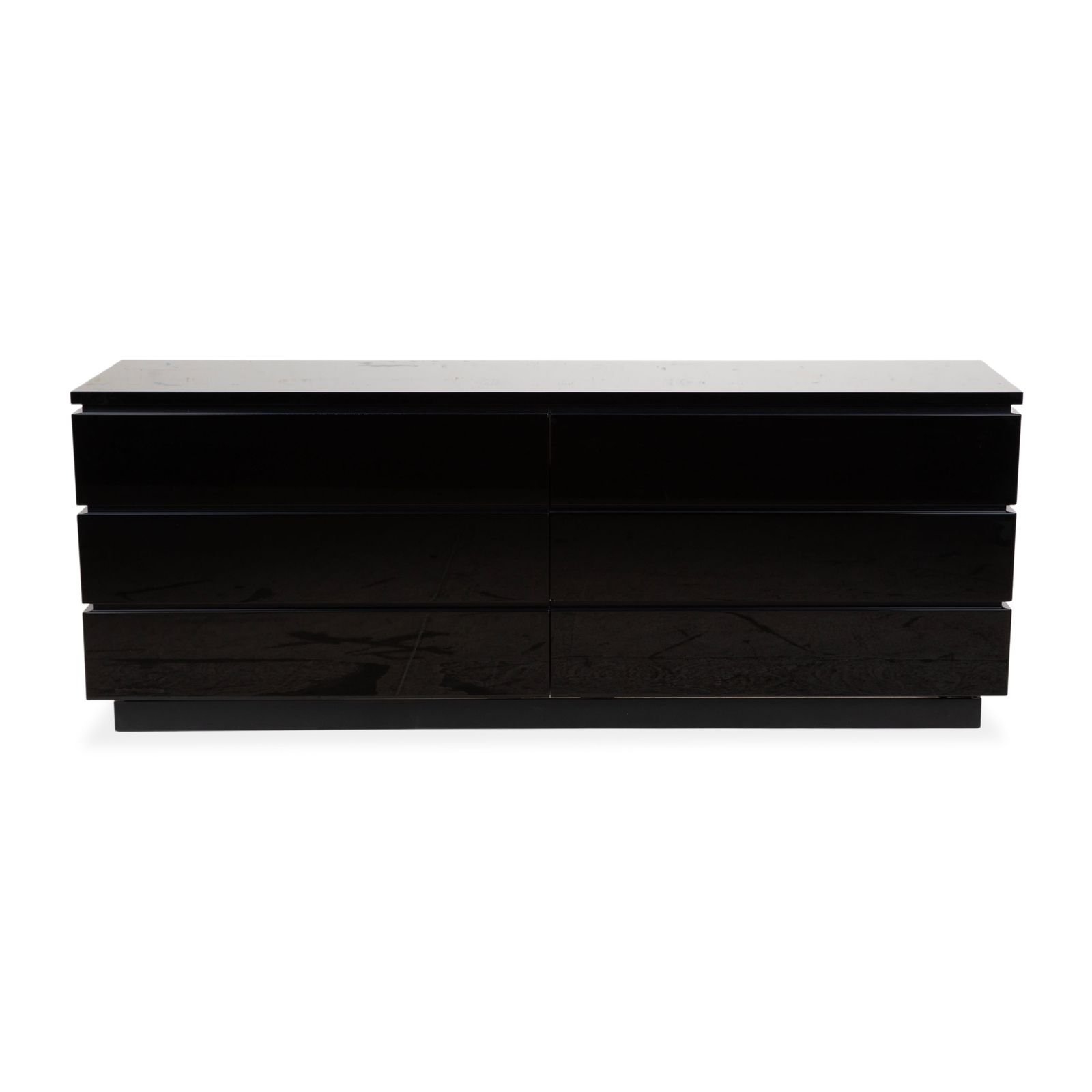 Mobilier Buffet Interlübke Cube en bois laqué noir brillant, 6 tiroirs photo