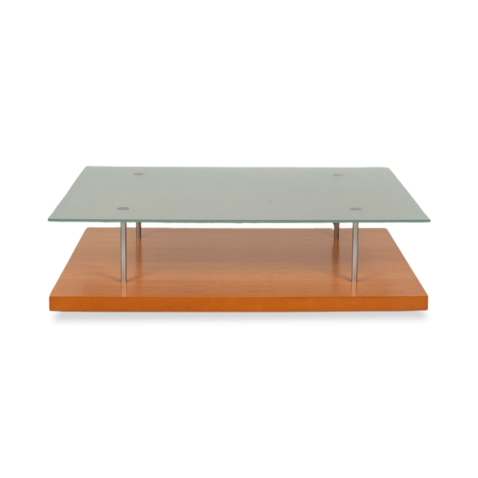 photo for sale Table basse Ligne Roset en bois et verre, poirier brun, 120 x 78 cm