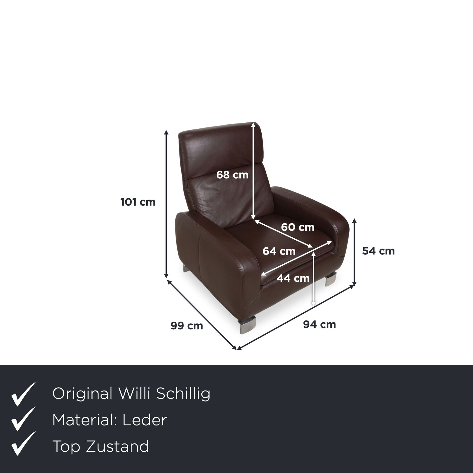 Fauteuil en cuir Willi Schillig brun photo furniture