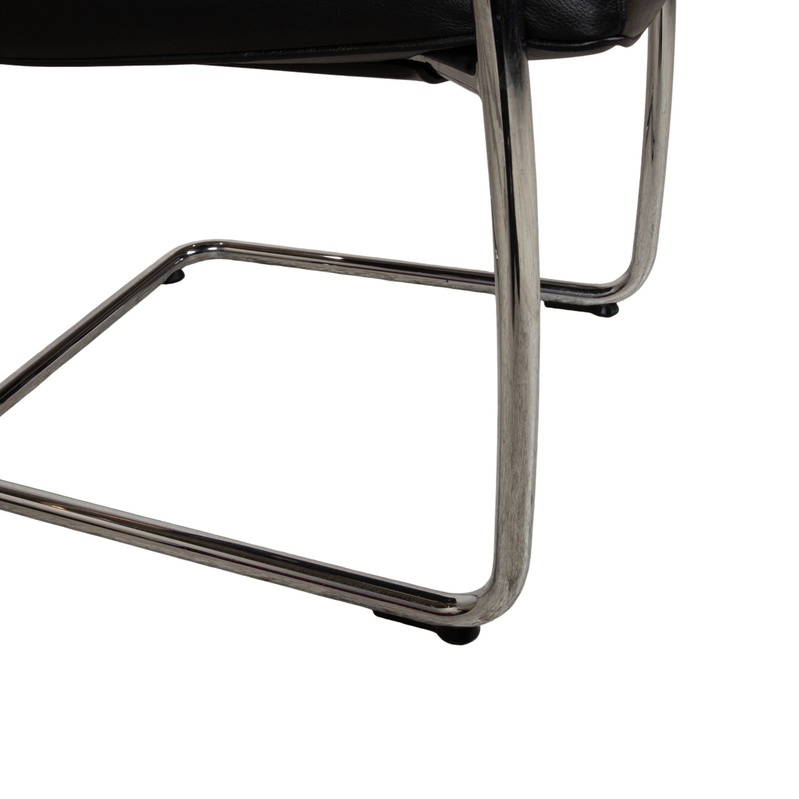 Set Of 8 Vitra Visasoft Leather, Black, Cantilever Office Chairs photo vinterior