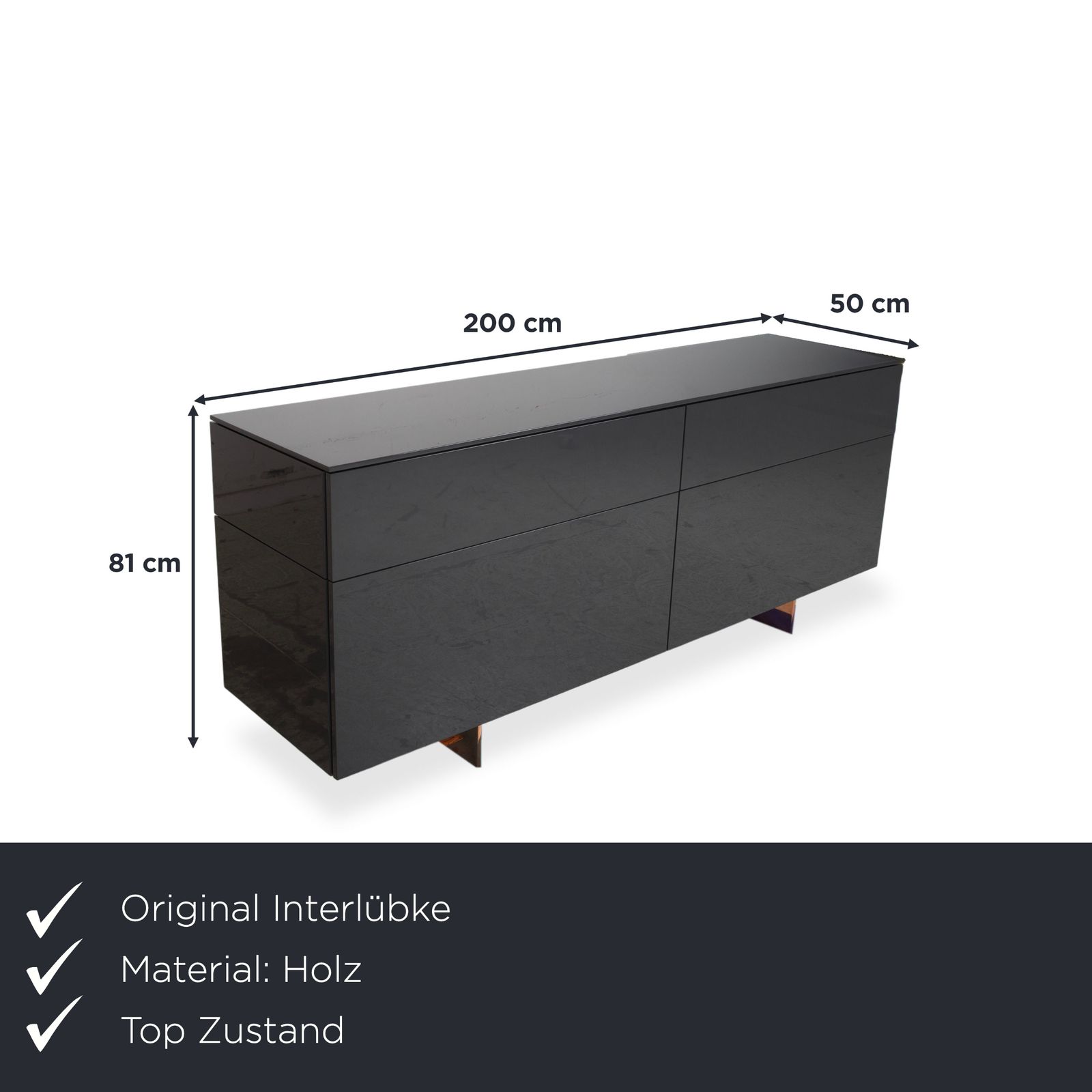 Buffet Interlübke Cube Change en bois, gris anthracite laqué brillant photo furniture