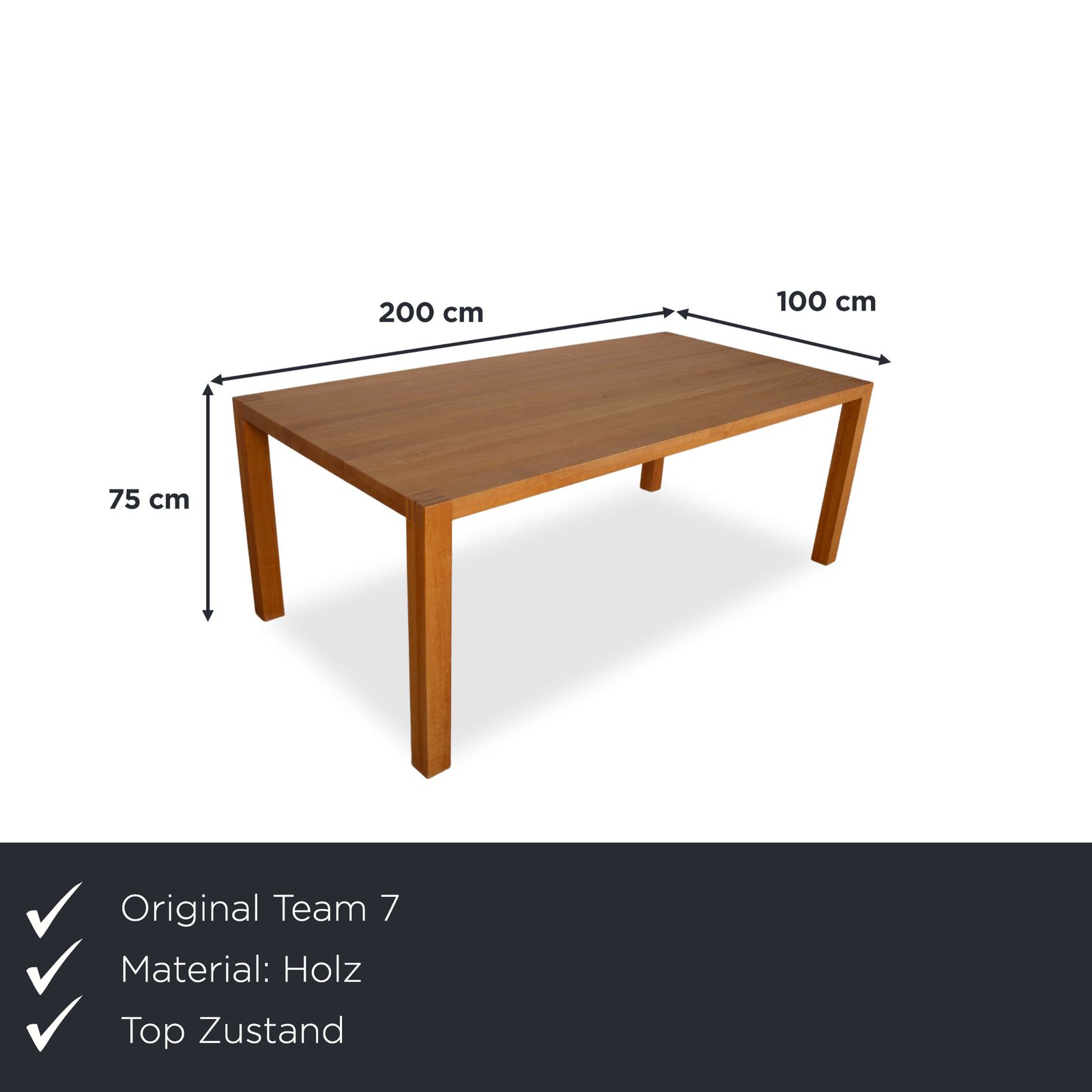 Table à manger Team 7 Loft en aulne brun, 200 x 100 cm photo furniture