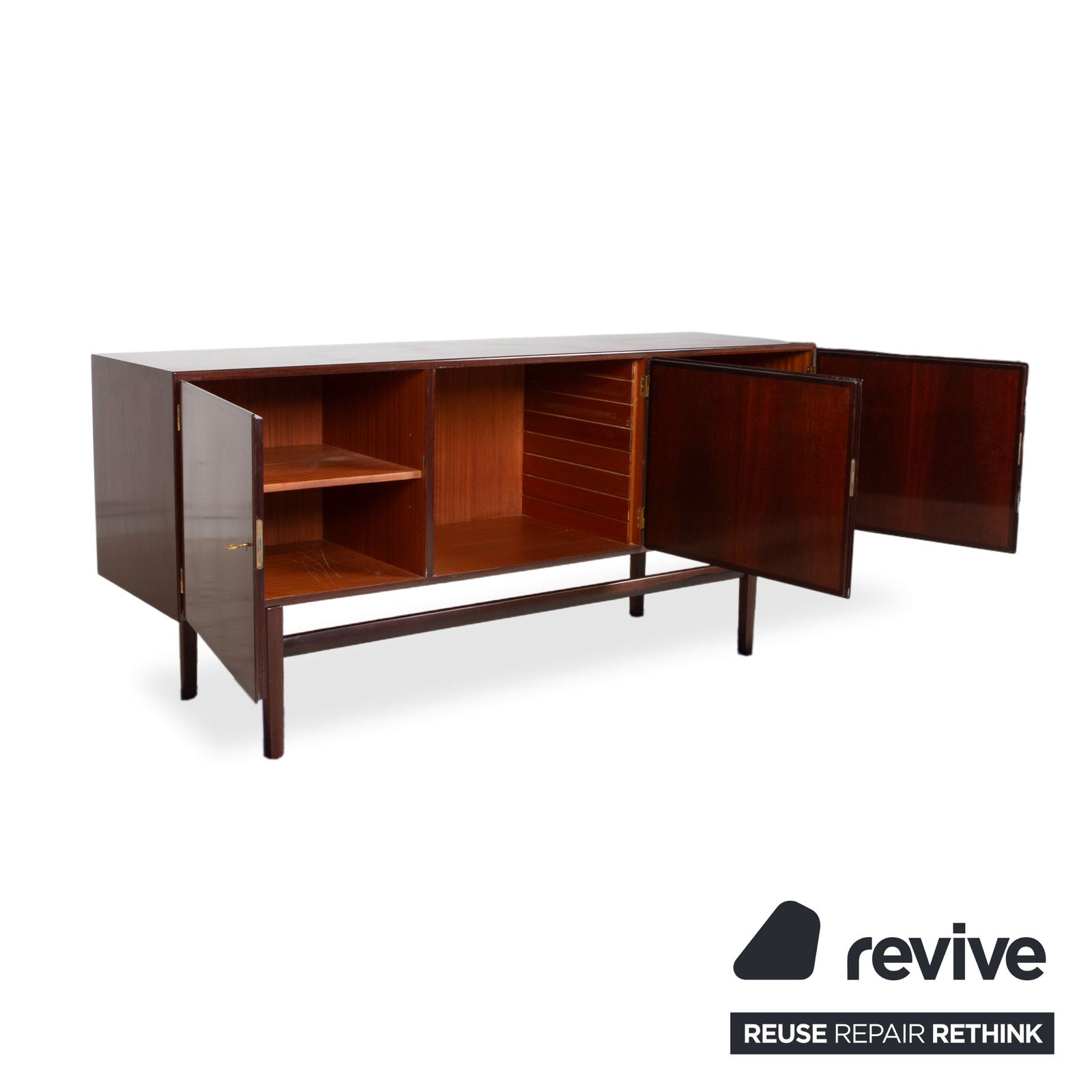Buffet mid-century en bois brun par Ole Wanscher, 180 x 49 cm photo Mobilier