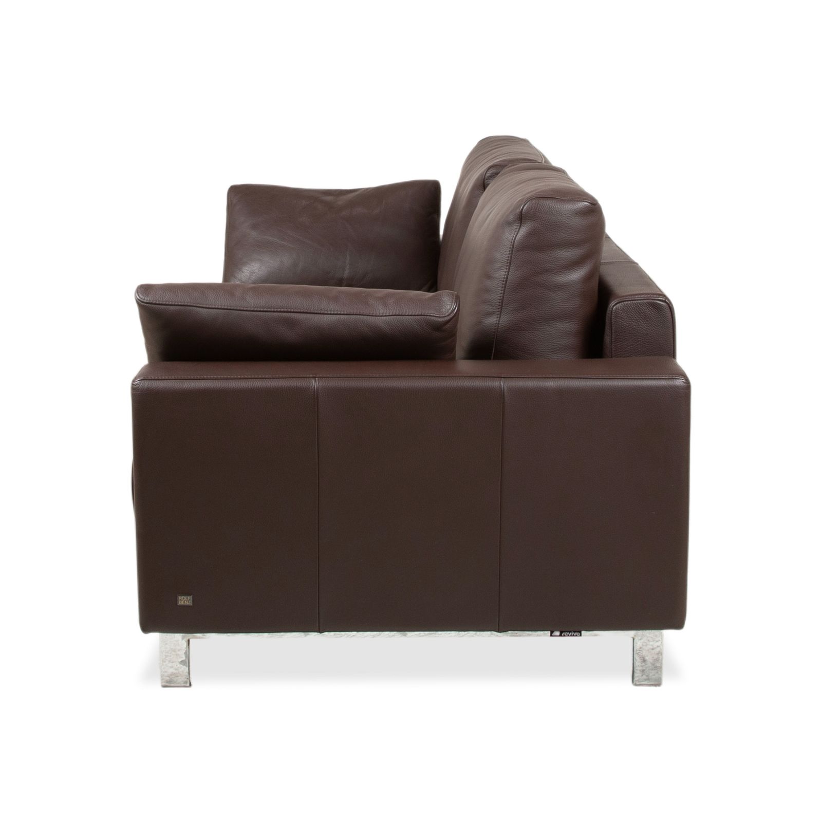 Mobilier Canapé 2 places Rolf Benz Vida en cuir marron, chrome photo