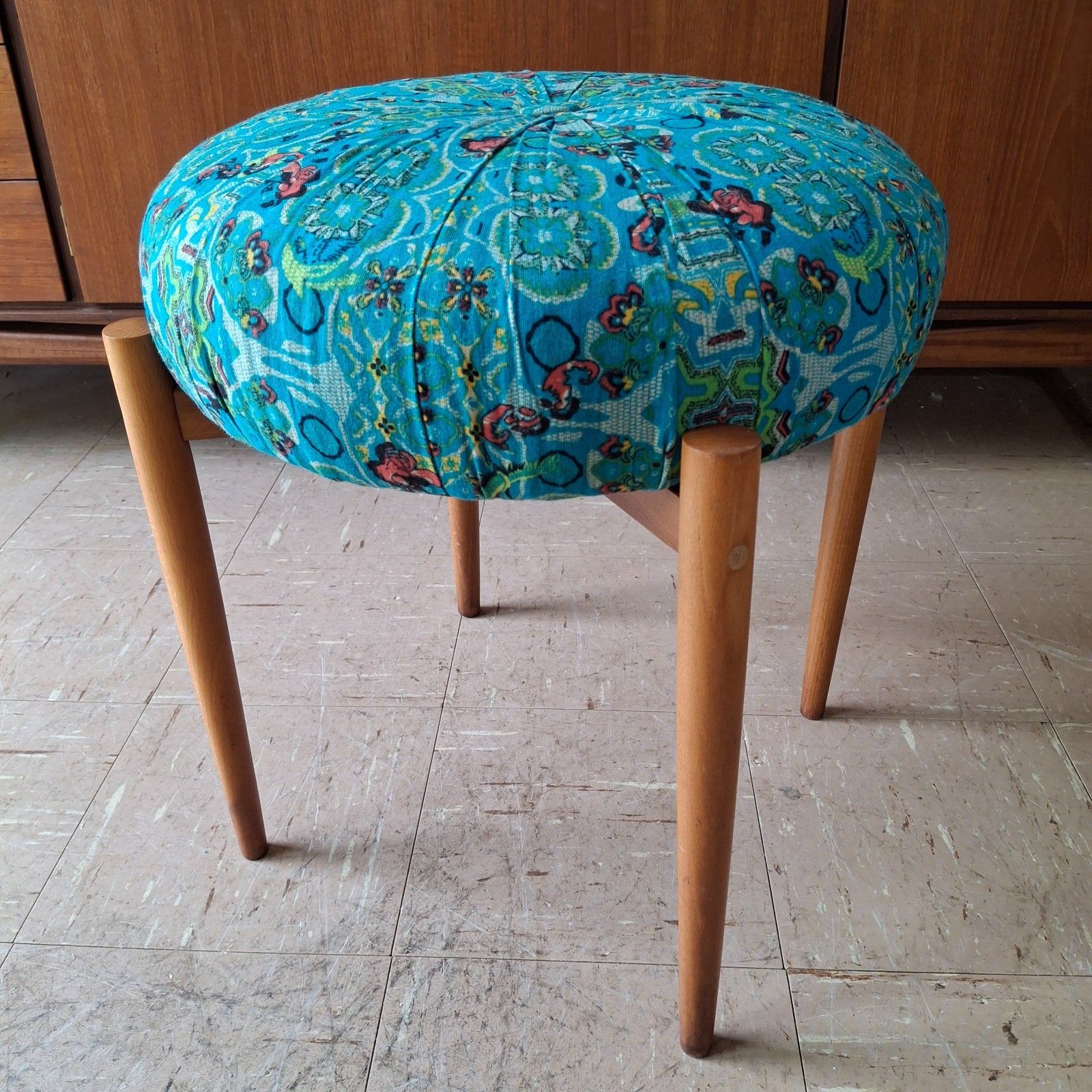 Fab Vintage Mid Century Vanity Dressing Table Stool Model 55 Gdr Turquoise Blue