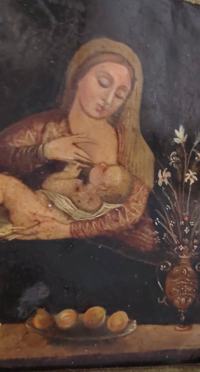 Antique Painting Madonna Del Latte Painted On Copper From The 18th Century (Italy) photo for sale