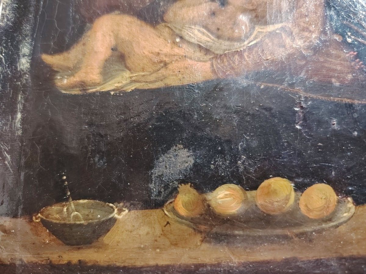 photo furniture Antique Painting Madonna Del Latte Painted On Copper From The 18th Century (Italy)