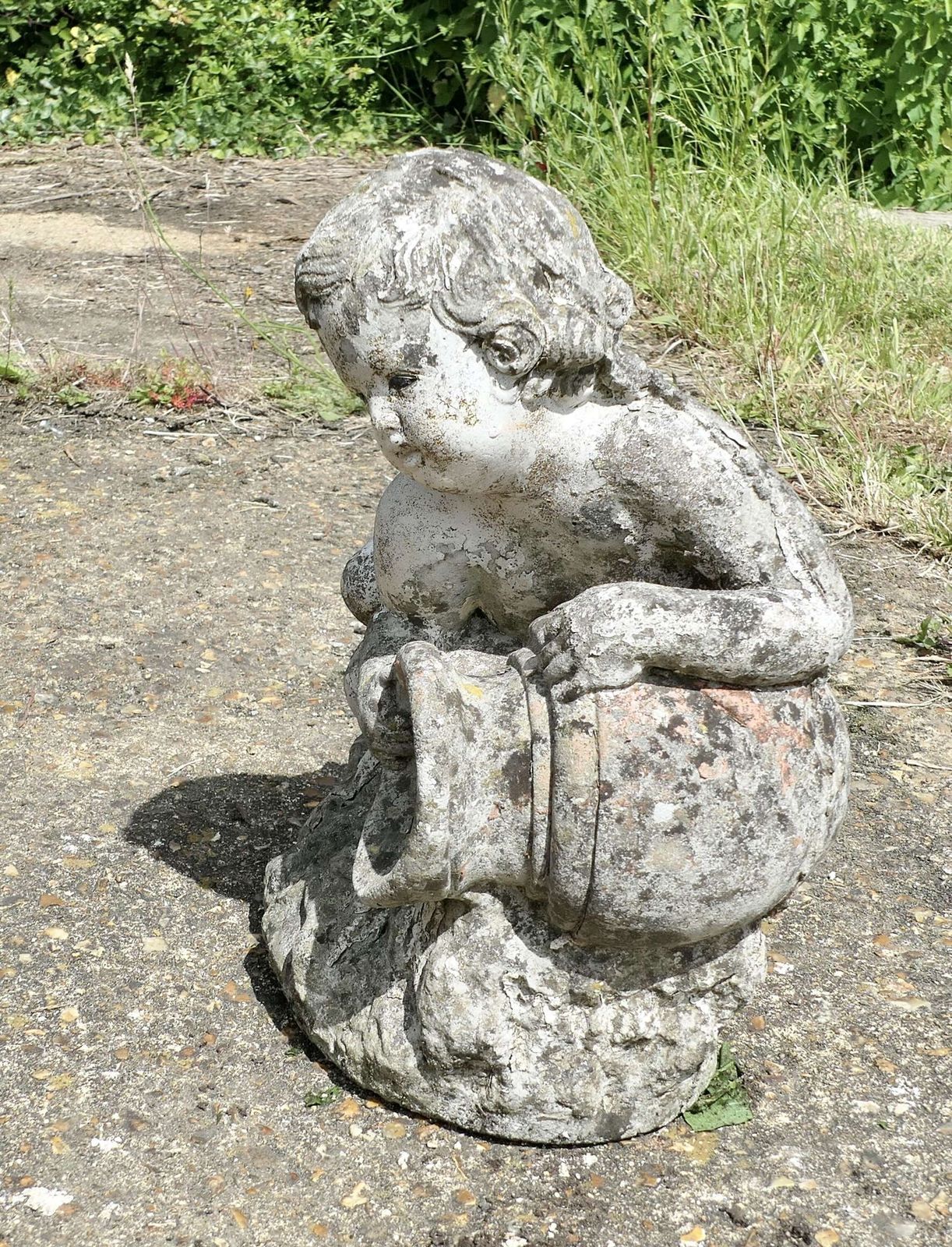 Garden Statue Of A Cherub Holding An Urn Water Feature A Lovely Little Piece Well Weather photo furniture