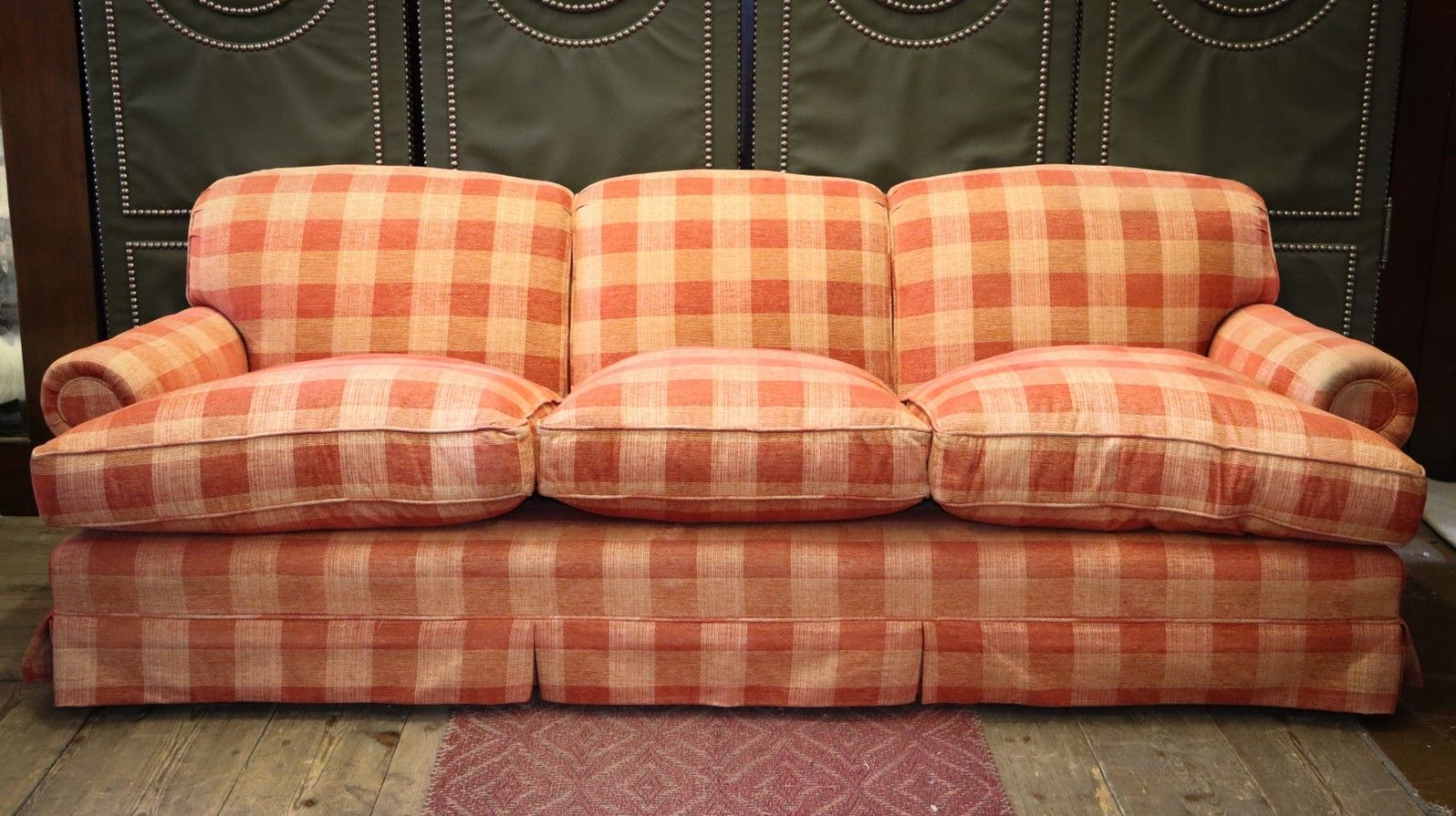 George Smith Large 3 Seater Signature Short Scroll Arm Sofa Gingham Rrp£12000 🚚 photo for sale