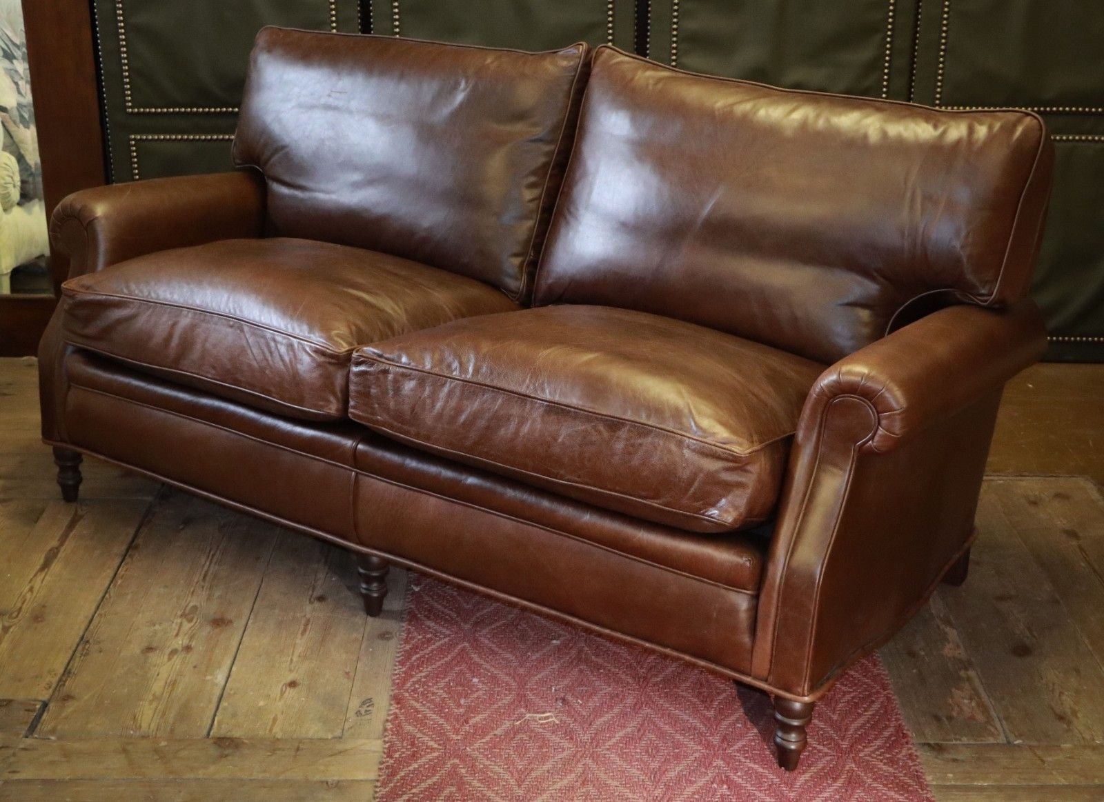 photo vintage Stunning Whitehead Designs Langdon 3 Seater Leather Club Sofa Saddle Tan Brown🚚