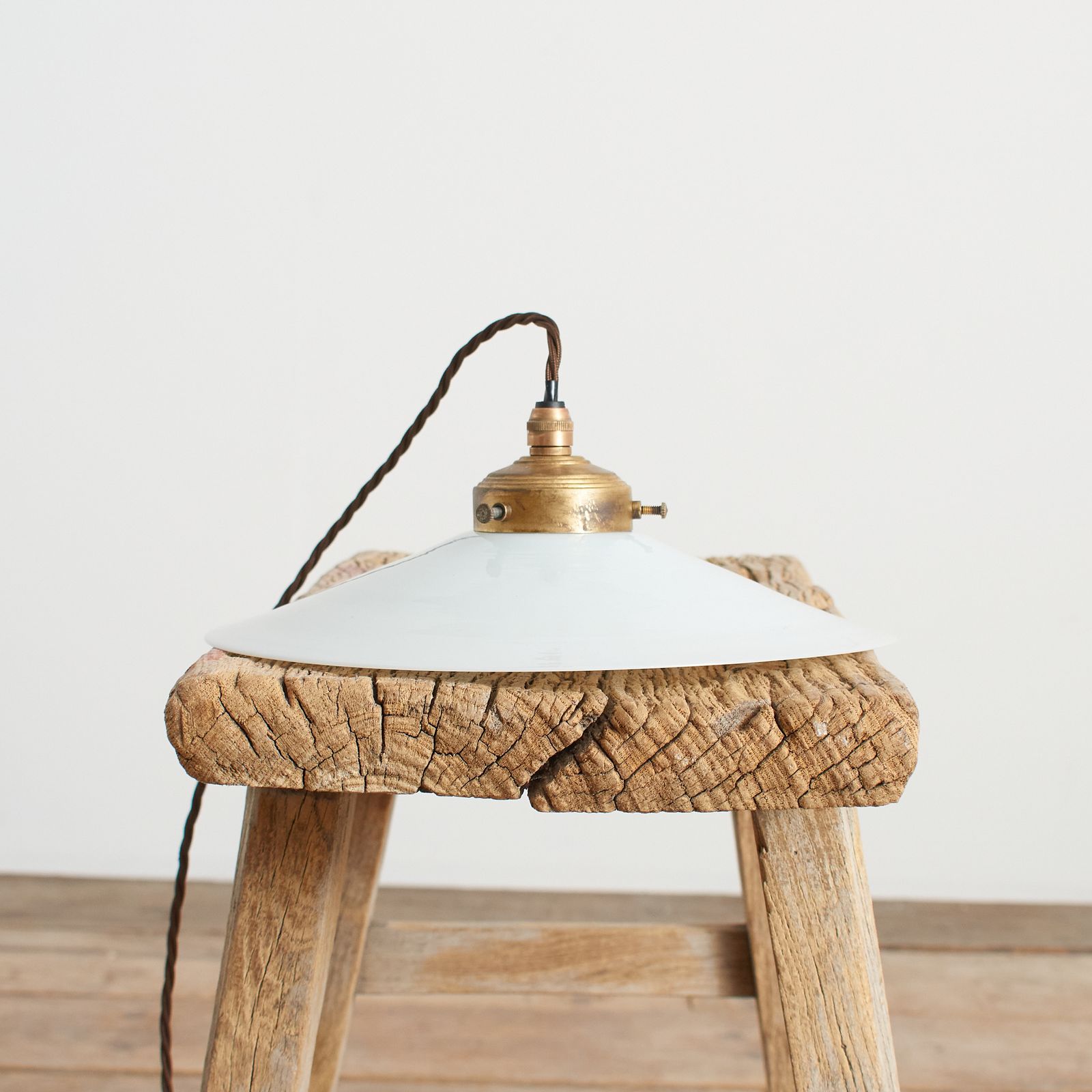 Antique French Coolie Milk Glass Kitchen Task Pendant Light  Flat photo vinterior