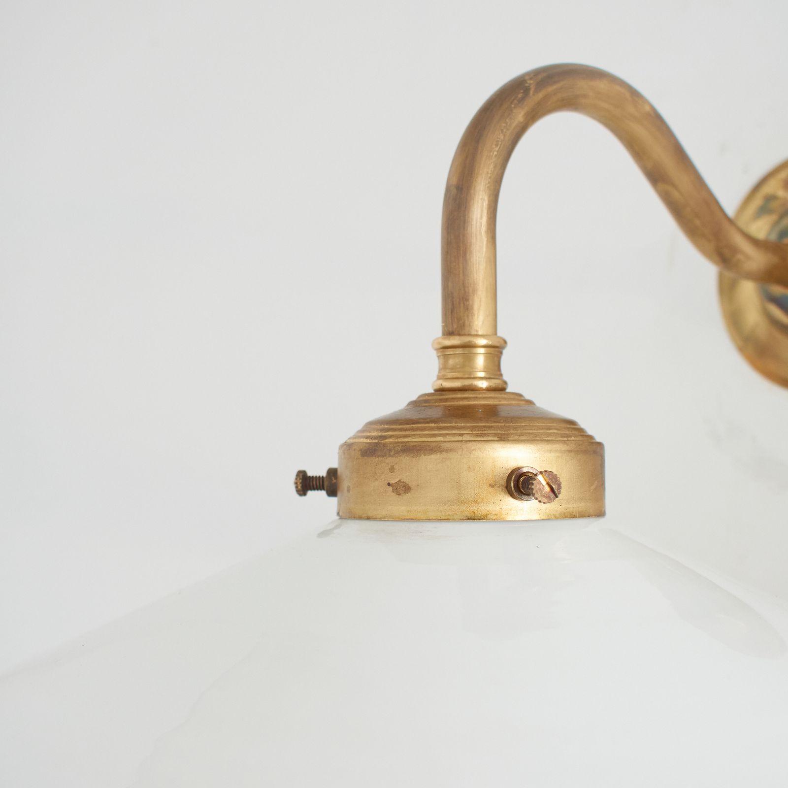 Antique French Coolie Milk Glass Kitchen Task Wall Light  Swan Neck  Flat photo 226.0