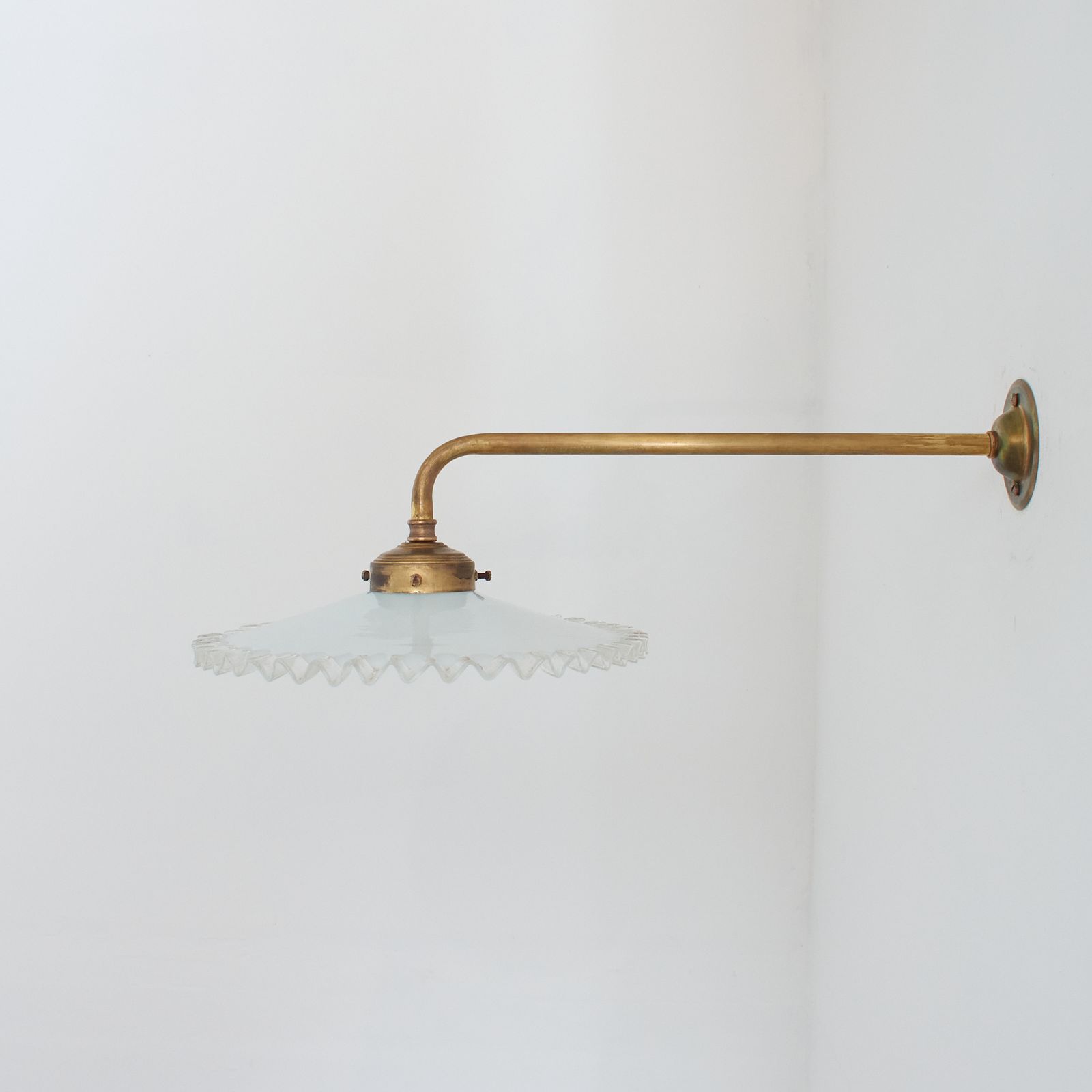Antique French Coolie Milk Glass Kitchen Task Wall Light  Long Arm  Frilly photo Lighting