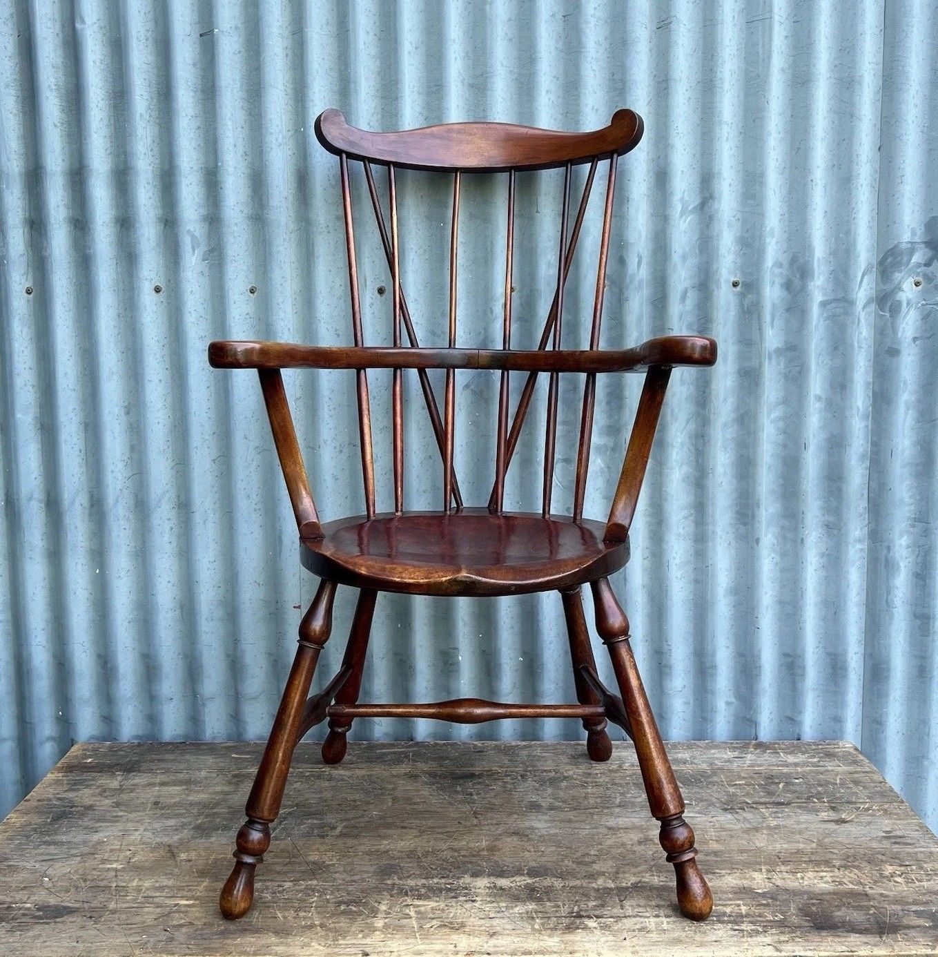 Antique Windsor Goldsmith Comb Stick Back Armchair 19th Century Elm & Beech