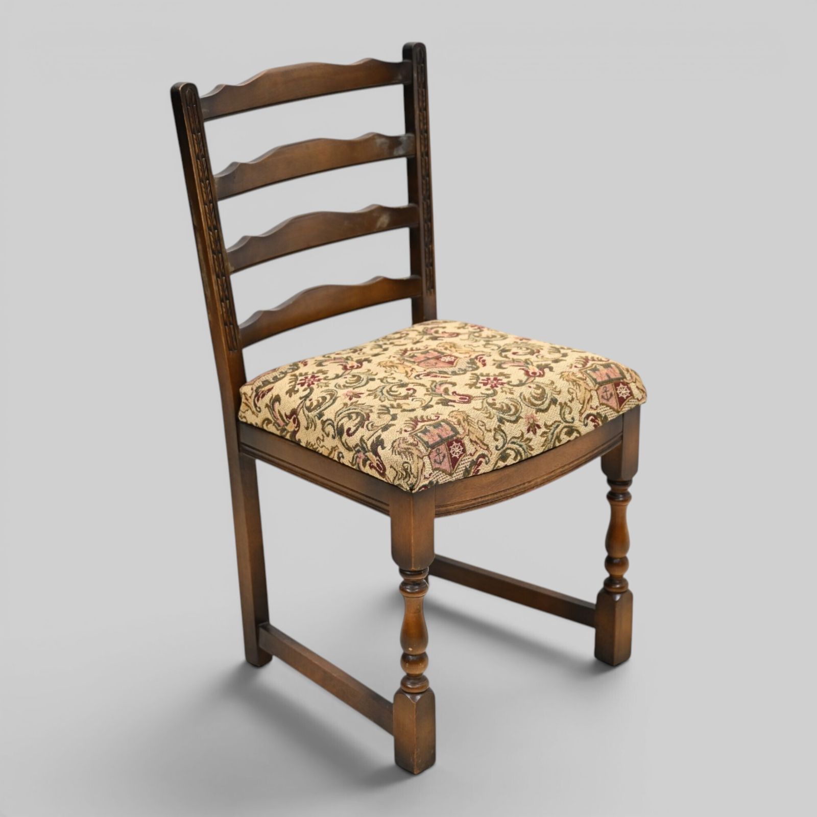 Furniture 4 Old Charm Oak Dining Chairs Ladderback Tudor Fabric Light Oak Free Uk Delivery photo