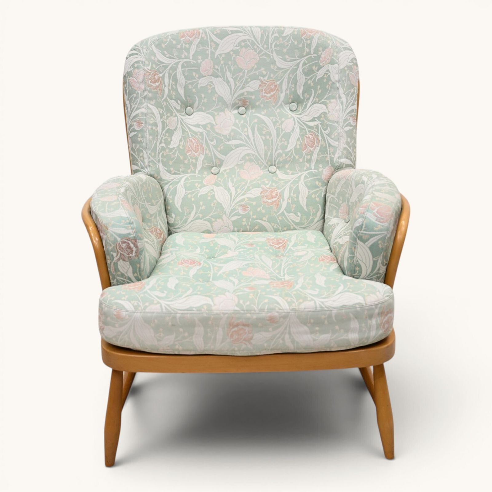 Ercol Windsor Easy Chair Model 766 1970s Light Finish New Webbing Free Delivery photo furniture