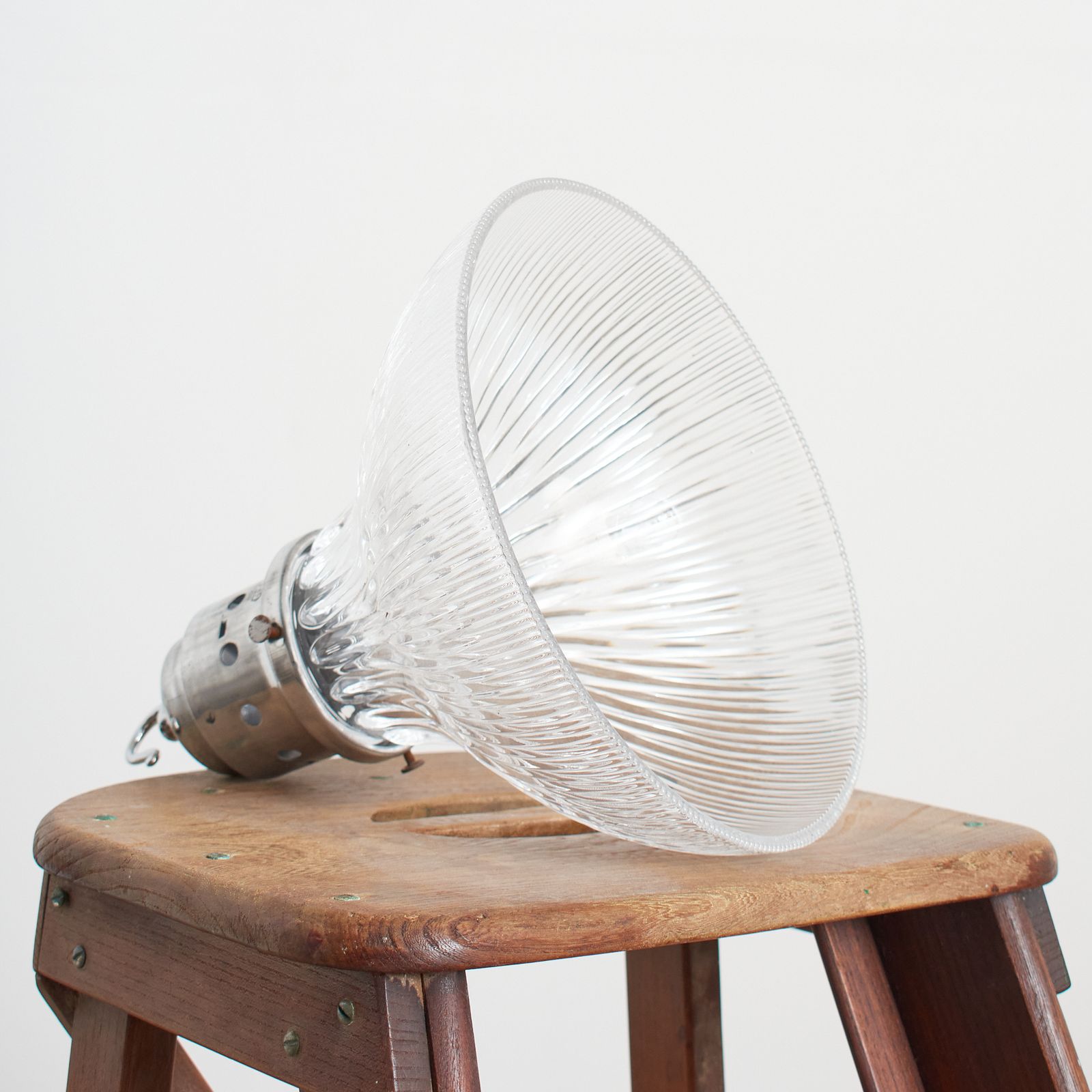 Antique Reclaimed Glass Holophane Pendant Light – Af photo Lighting